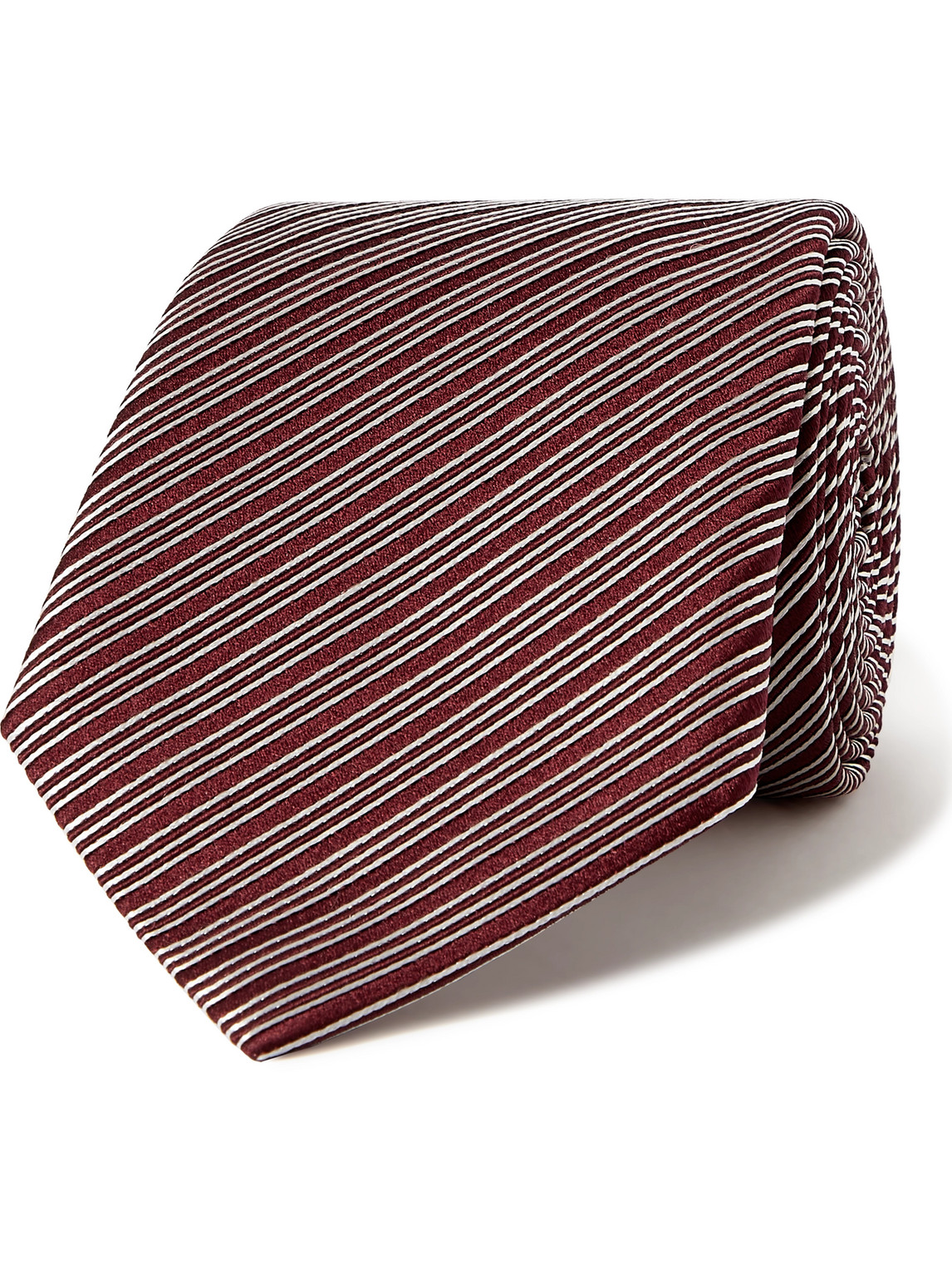 Giorgio Armani 8cm Striped Silk-jacquard Tie In Burgundy