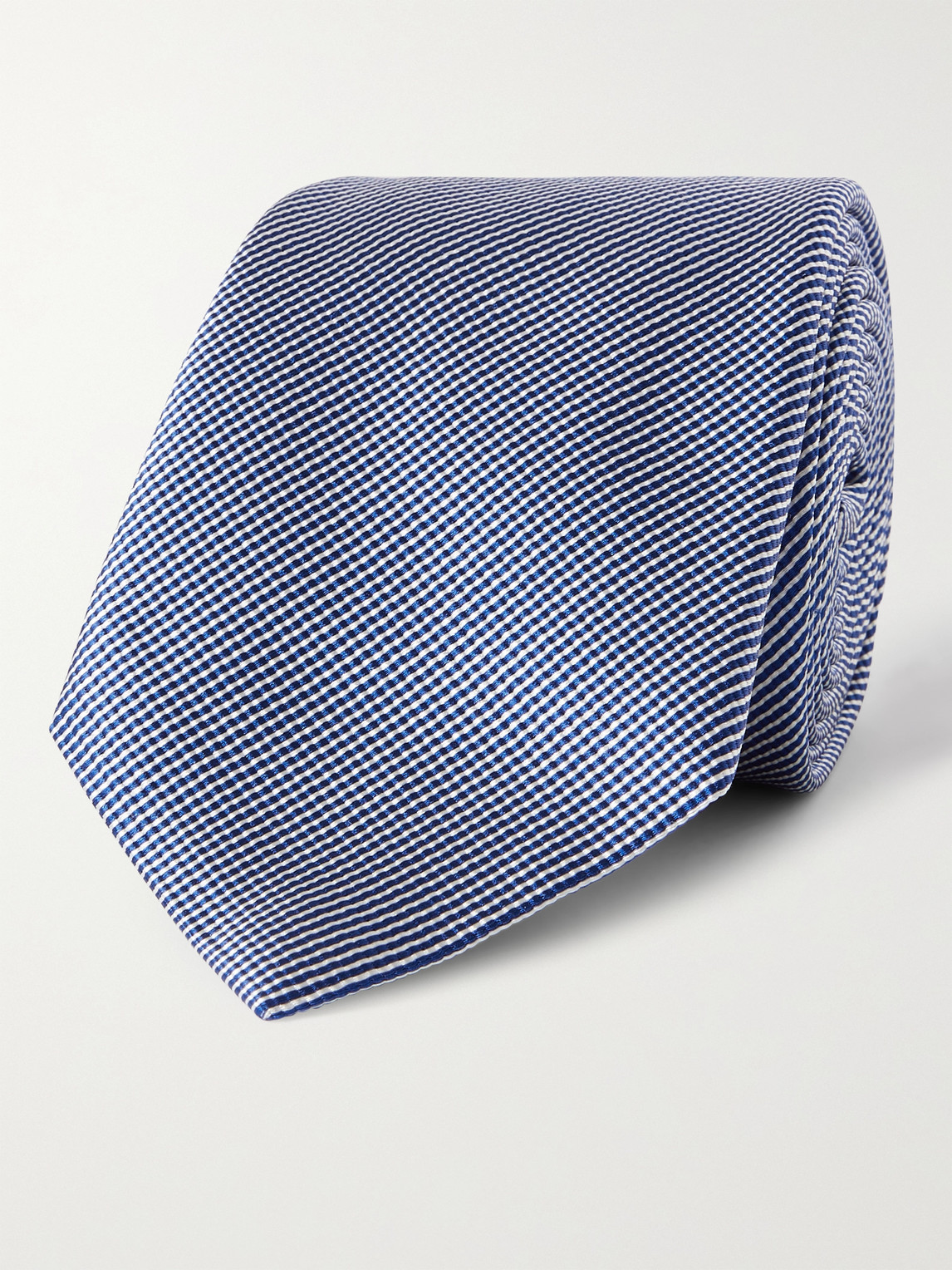 Giorgio Armani 8cm Striped Silk And Cotton-blend Tie In Blue