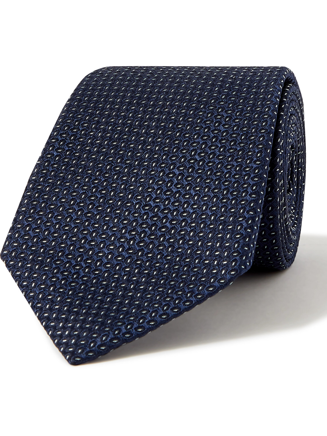 Giorgio Armani 8cm Silk And Cotton-blend Jacquard Tie In Blue