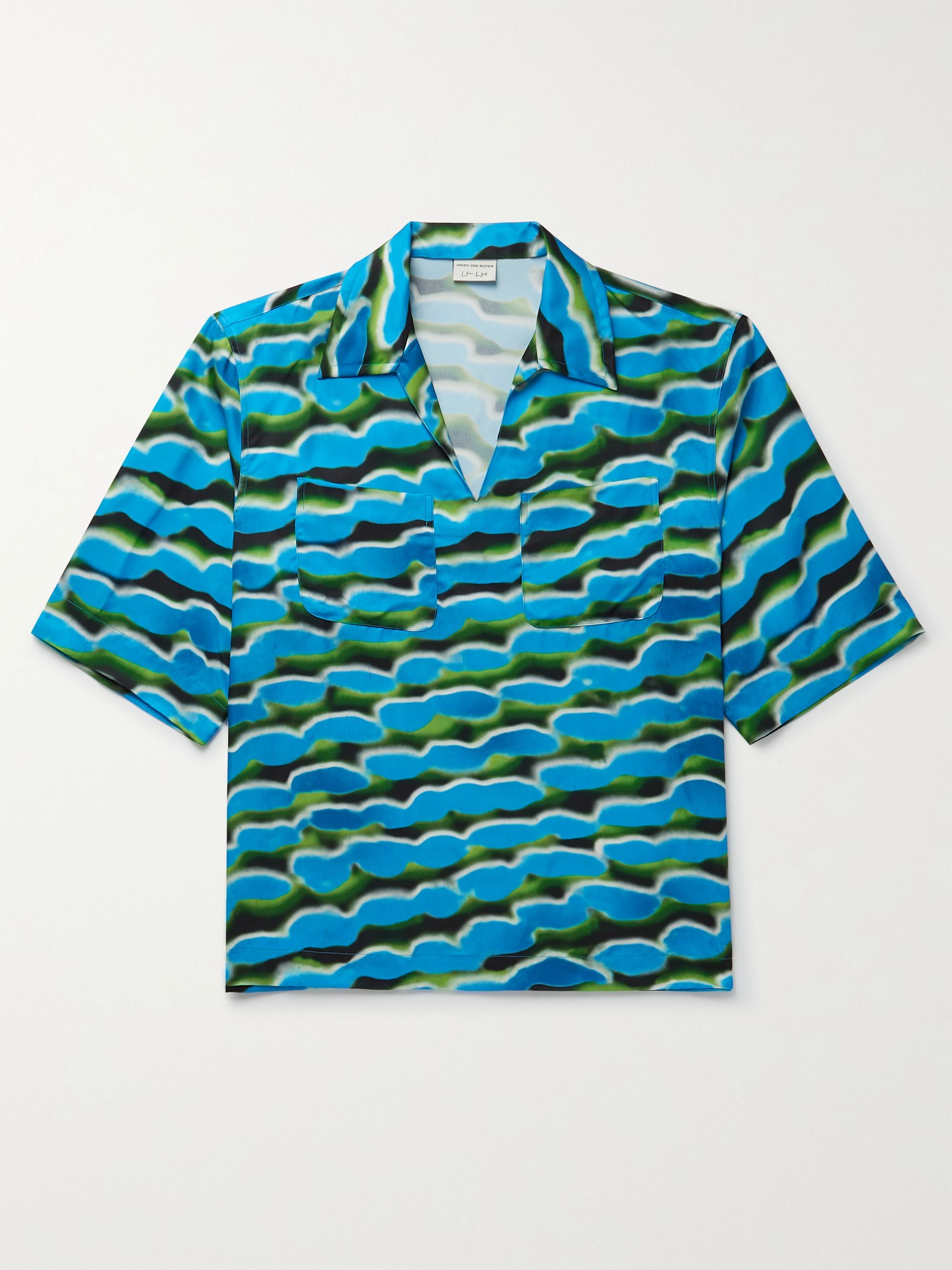 Len Lye Printed Satin-Twill Shirt 
