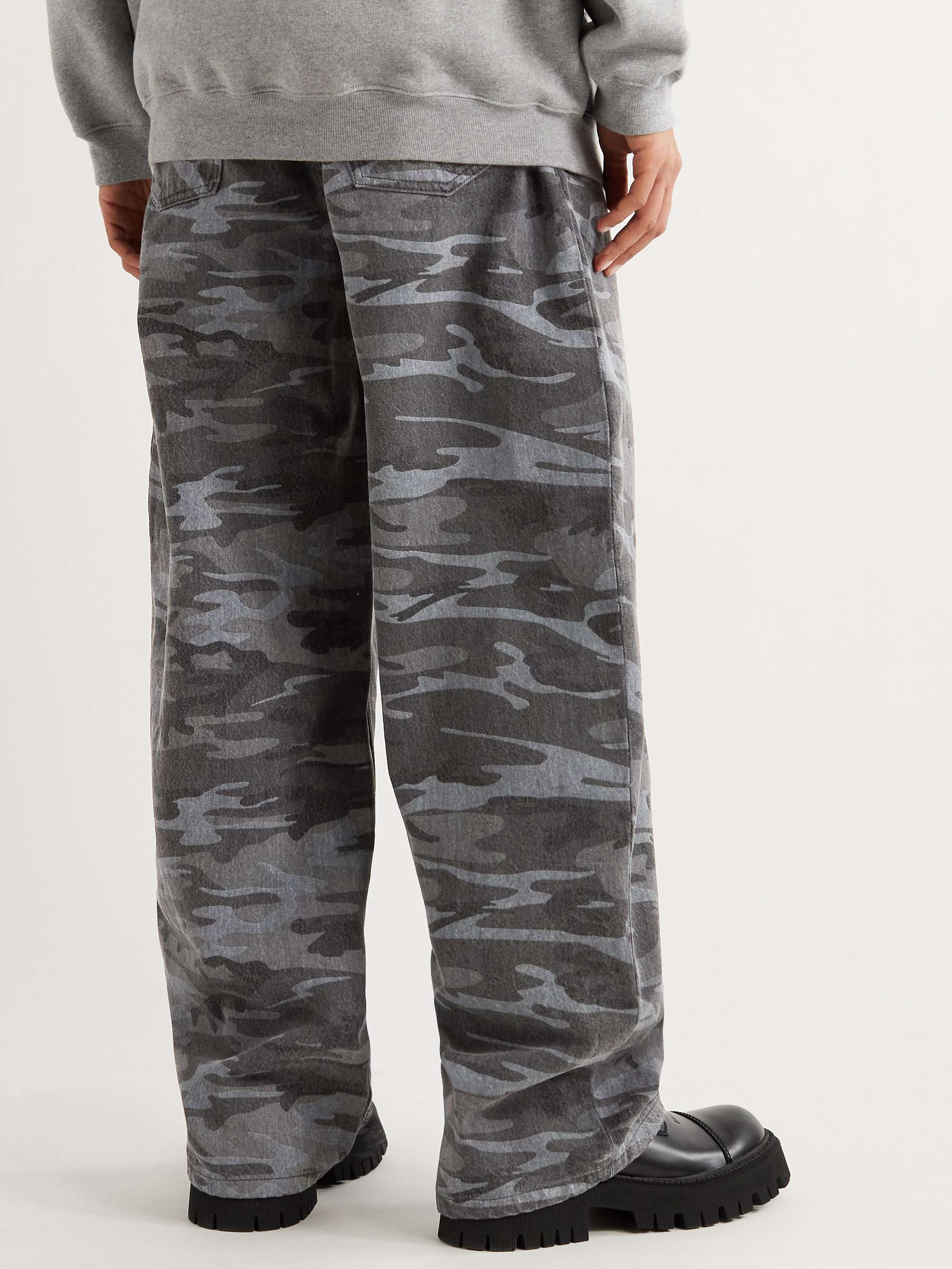 BALENCIAGA Wide-Leg Camouflage-Print Denim Jeans