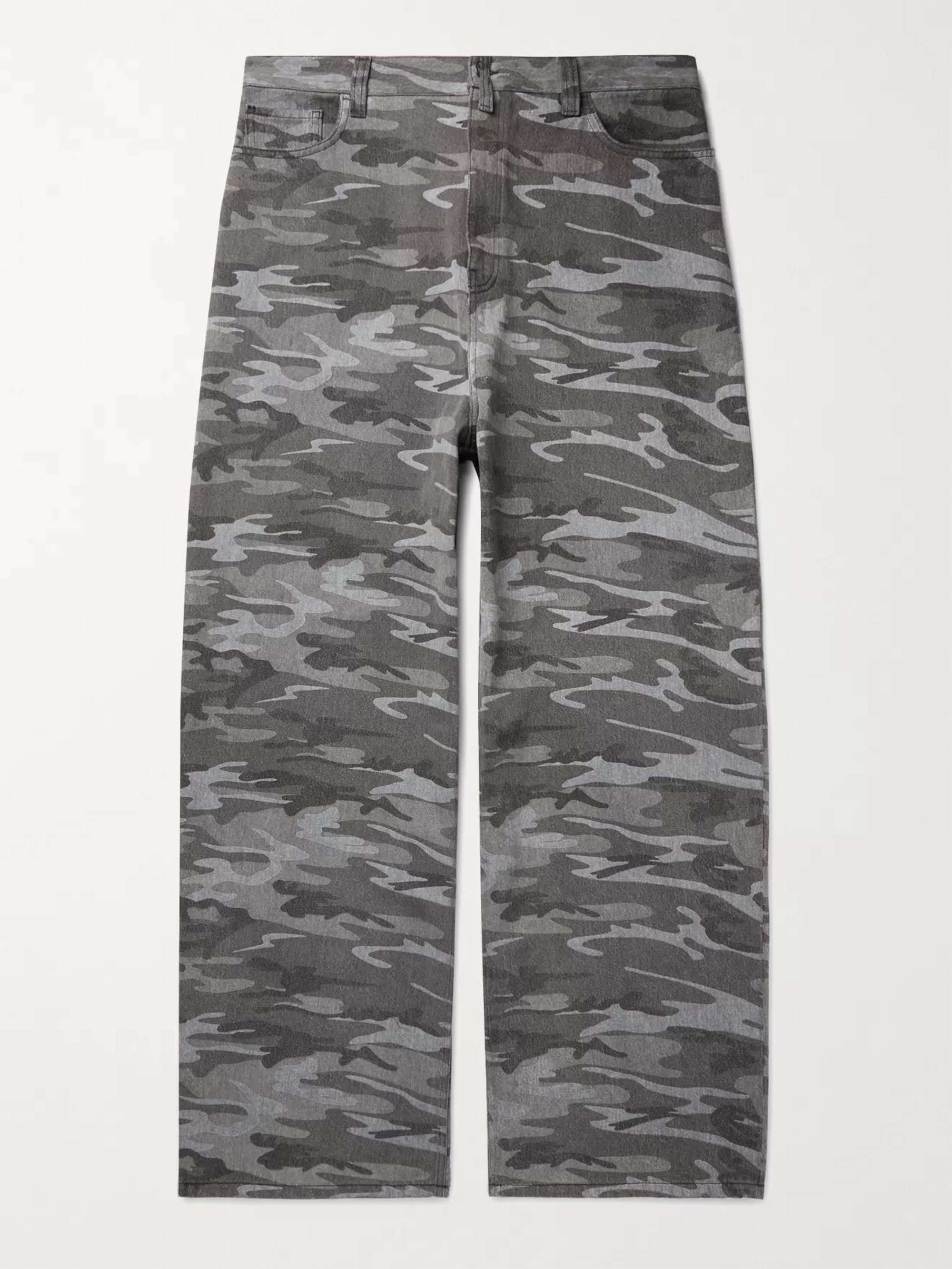 BALENCIAGA Wide-Leg Camouflage-Print Denim Jeans