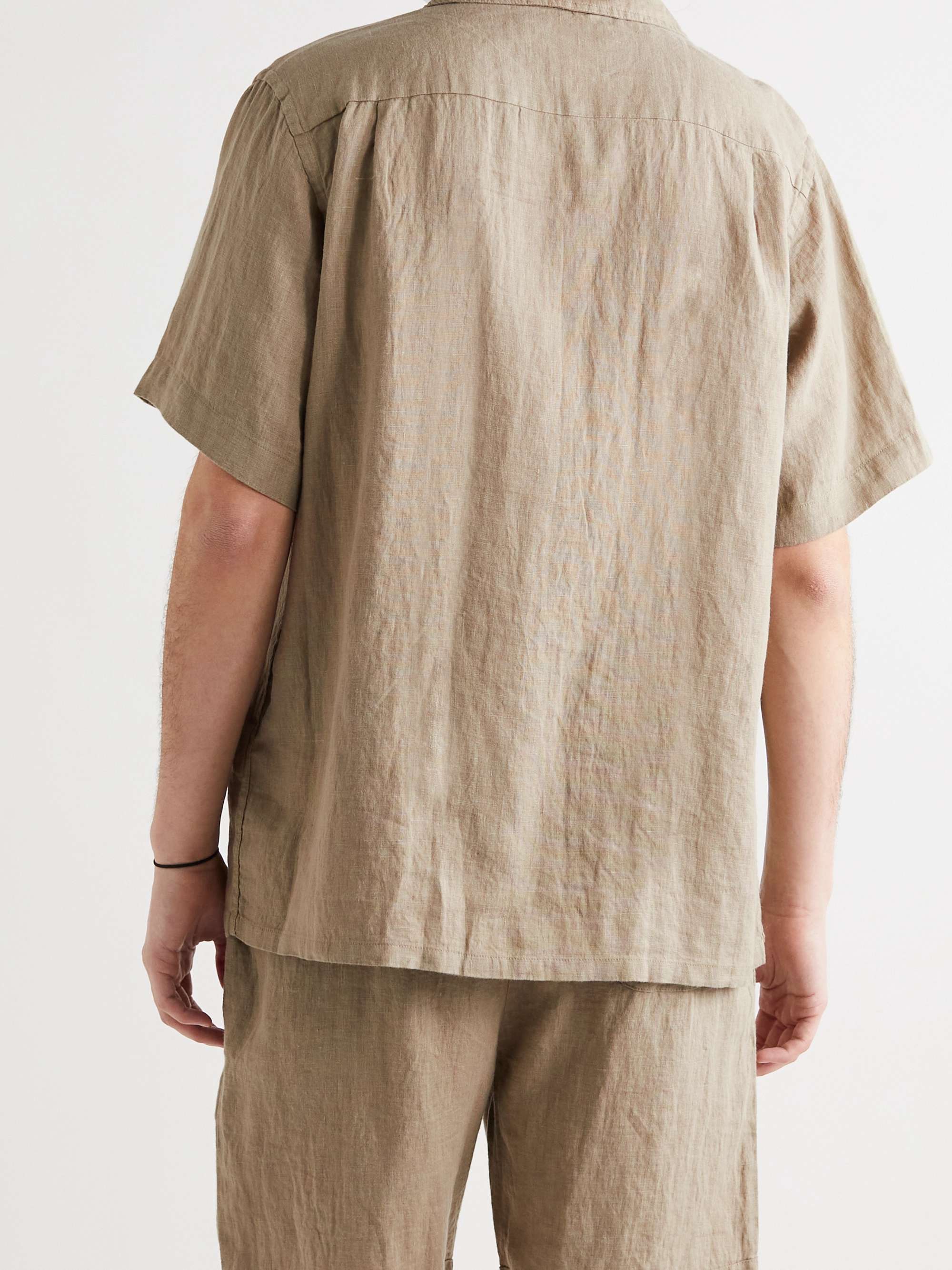 DESMOND & DEMPSEY Camp-Collar Linen Pyjama Shirt