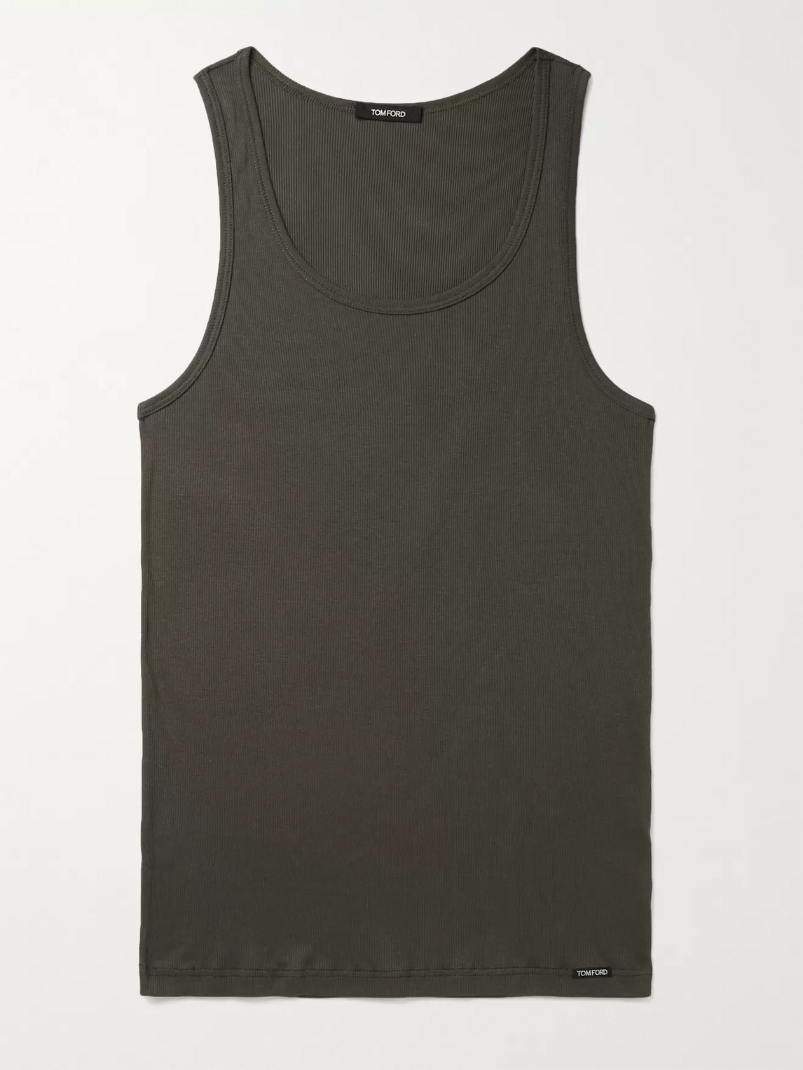 Tom Ford Ribbed Cotton And Modal-blend Jersey Tank Top In Green