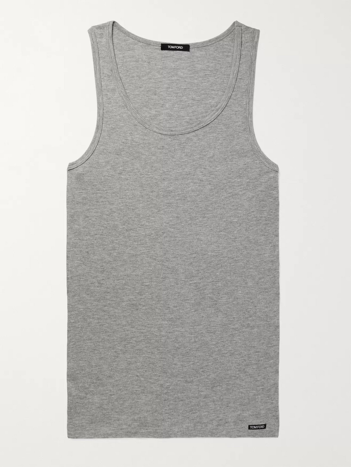Tom Ford Ribbed Cotton And Modal-blend Jersey Tank Top In Gray
