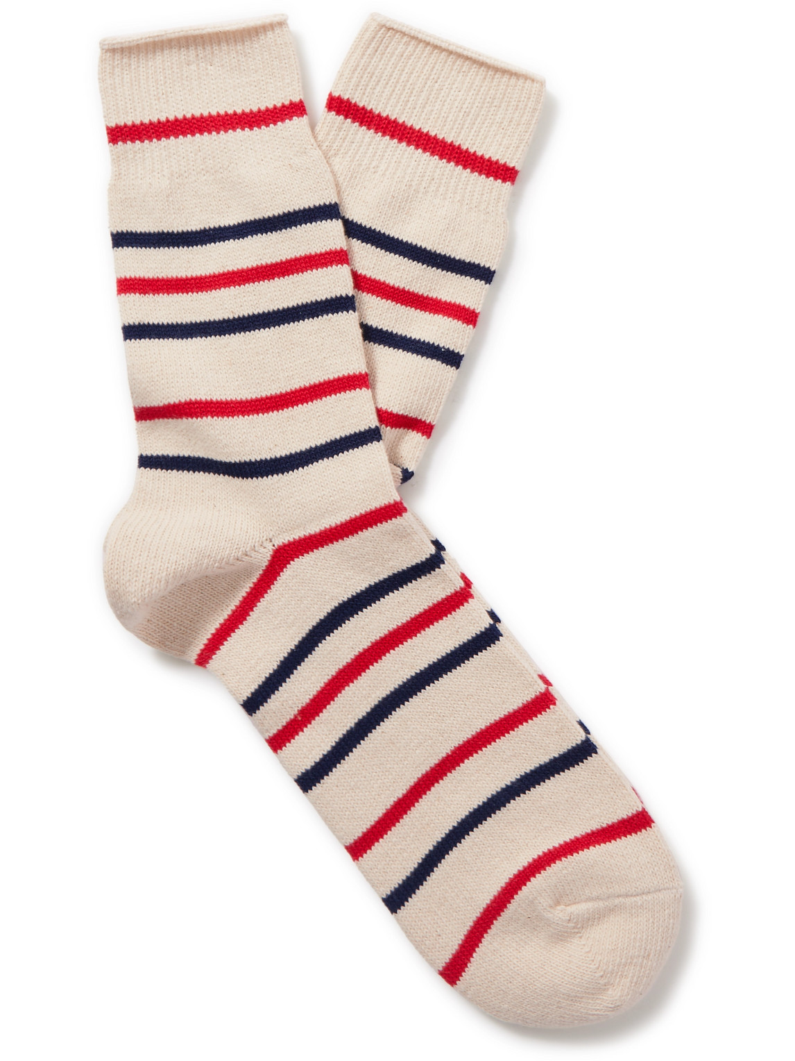 ANONYMOUS ISM STRIPED COTTON-BLEND SOCKS