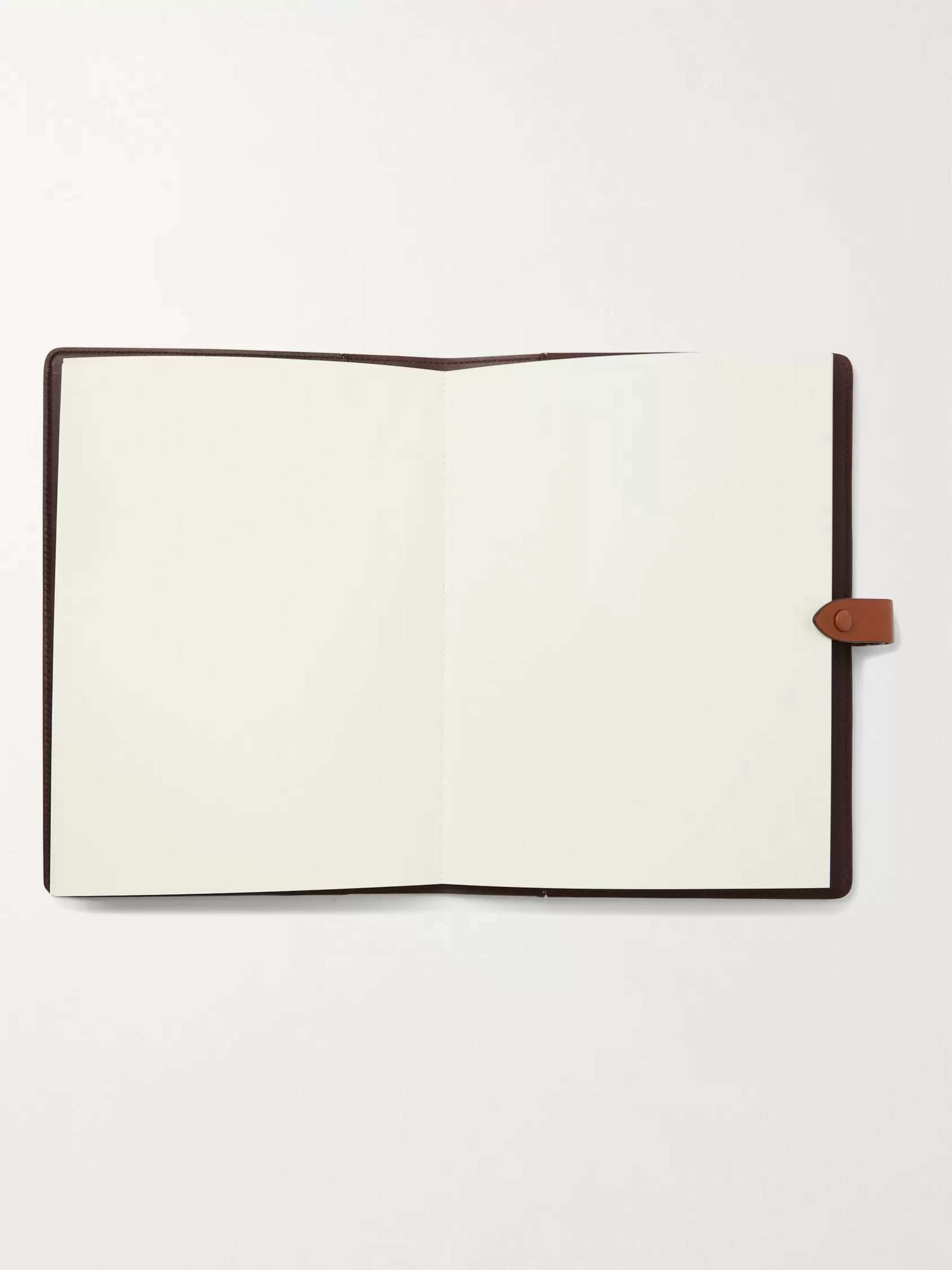 MÉTIER Leather-Trimmed Printed Canvas Notebook