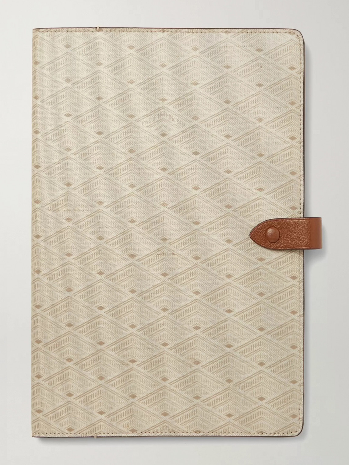 Metier Leather-trimmed Printed Canvas Notebook In Neutrals