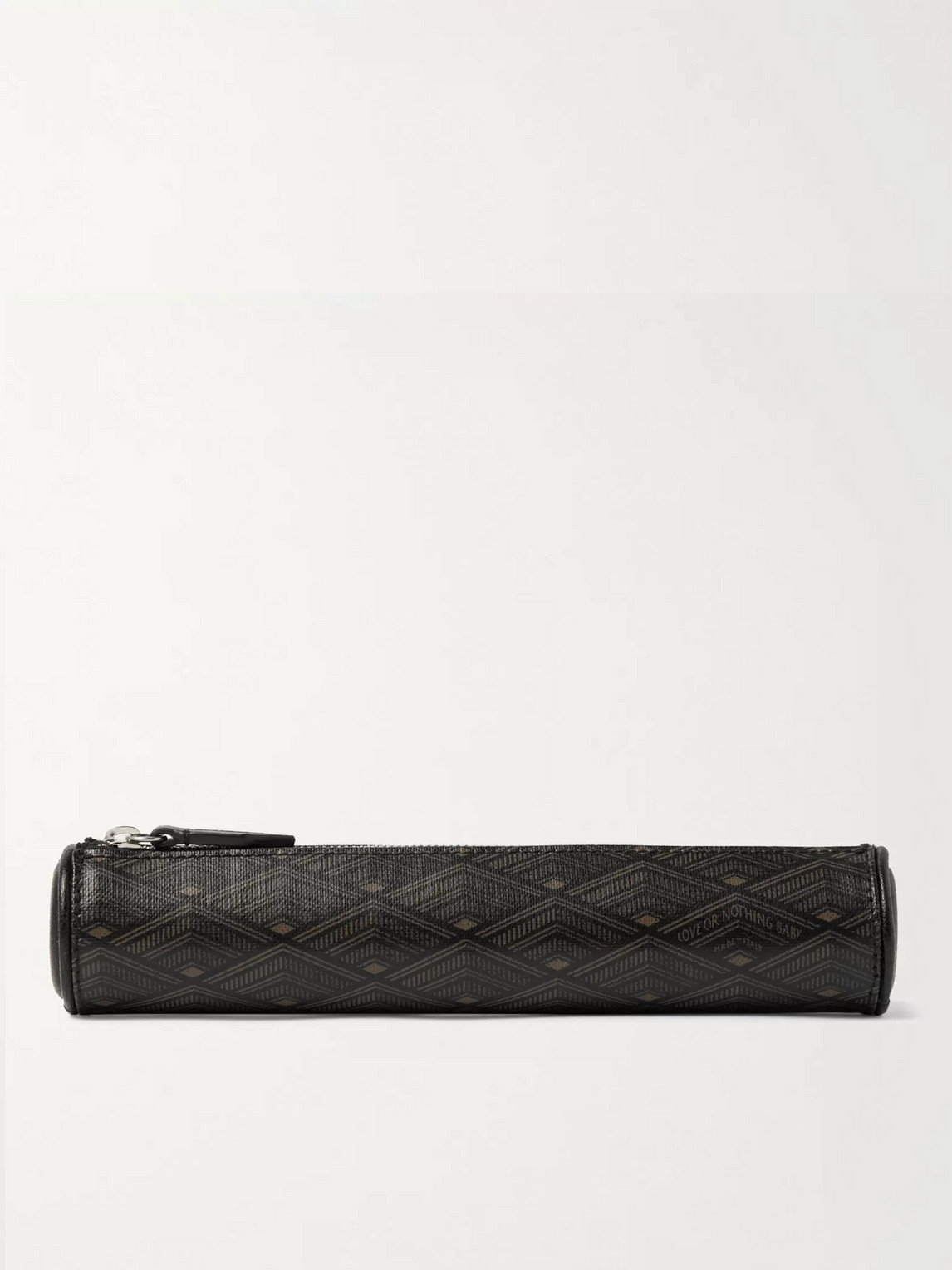 Metier Leather-trimmed Printed Coated-canvas Pencil Case In Black