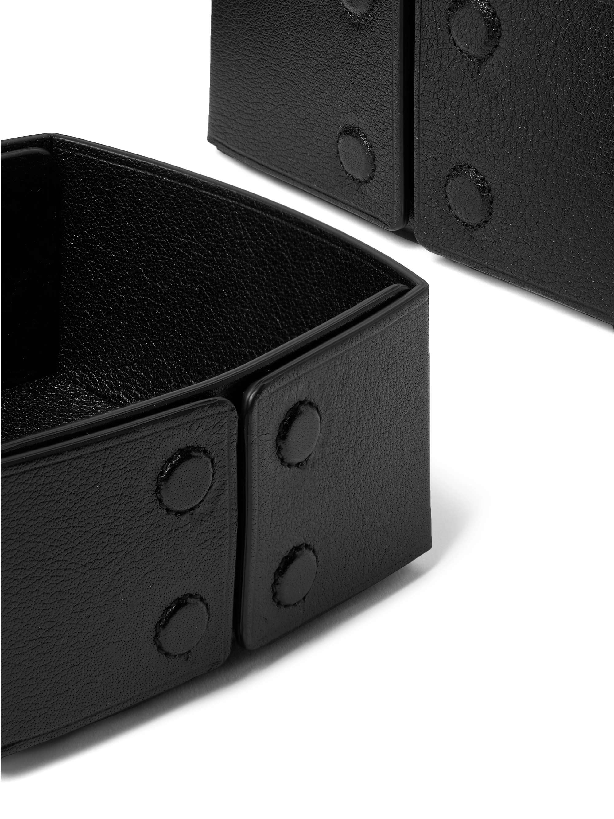 MÉTIER Set of Three Reversible Collapsible Full-Grain Leather Boxes