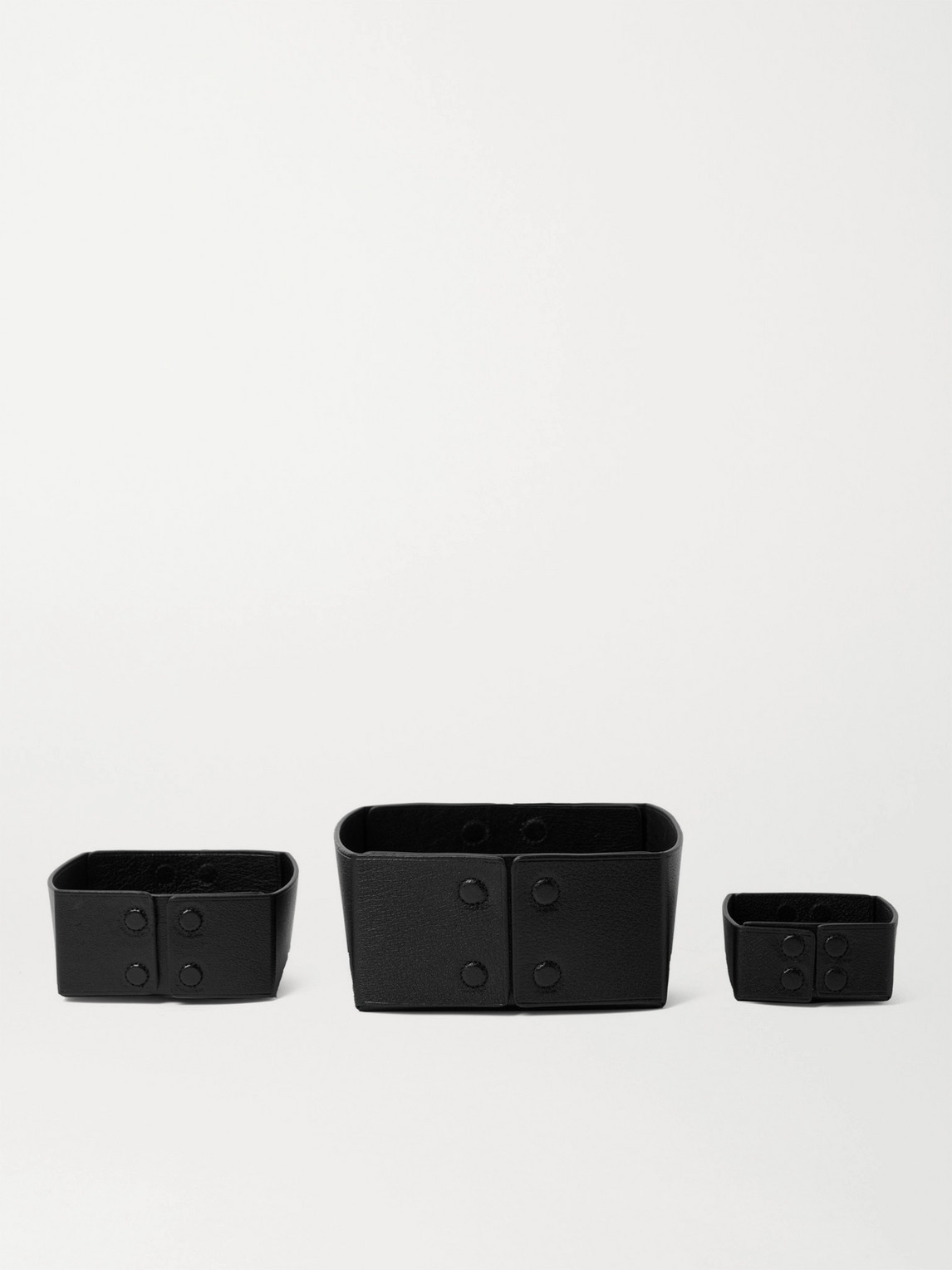 Metier Set Of Three Reversible Collapsible Full-grain Leather Boxes In Black