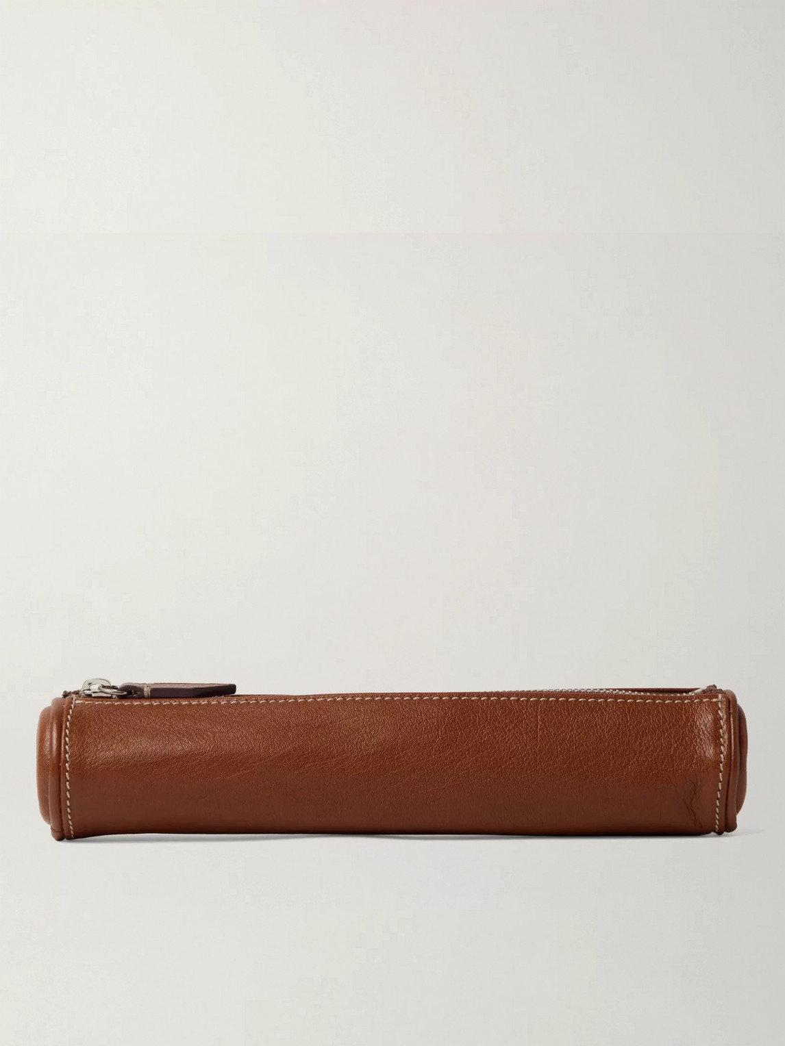 Metier Grained-leather Pencil Case In Brown
