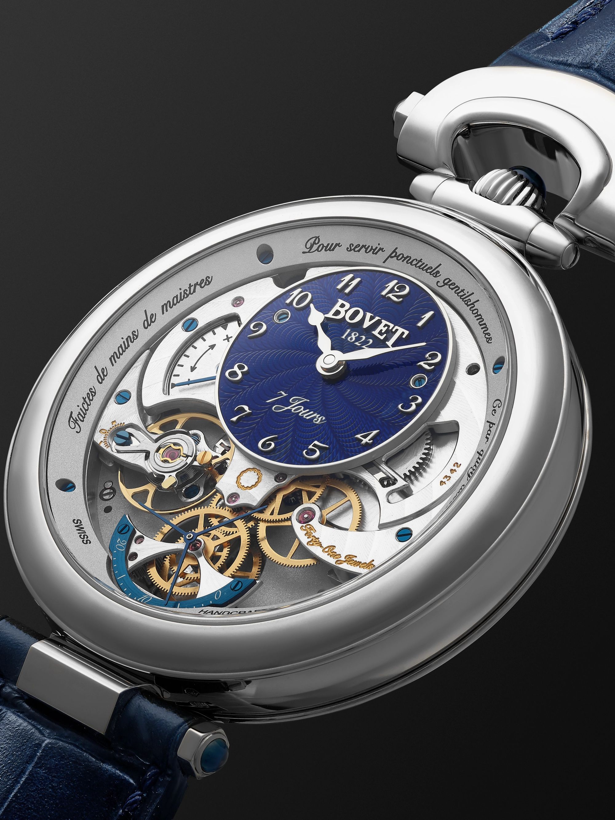 BOVET Monsieur BOVET Hand-Wound 43mm 18-Karat White Gold and Leather Watch, Ref. No. AI43018