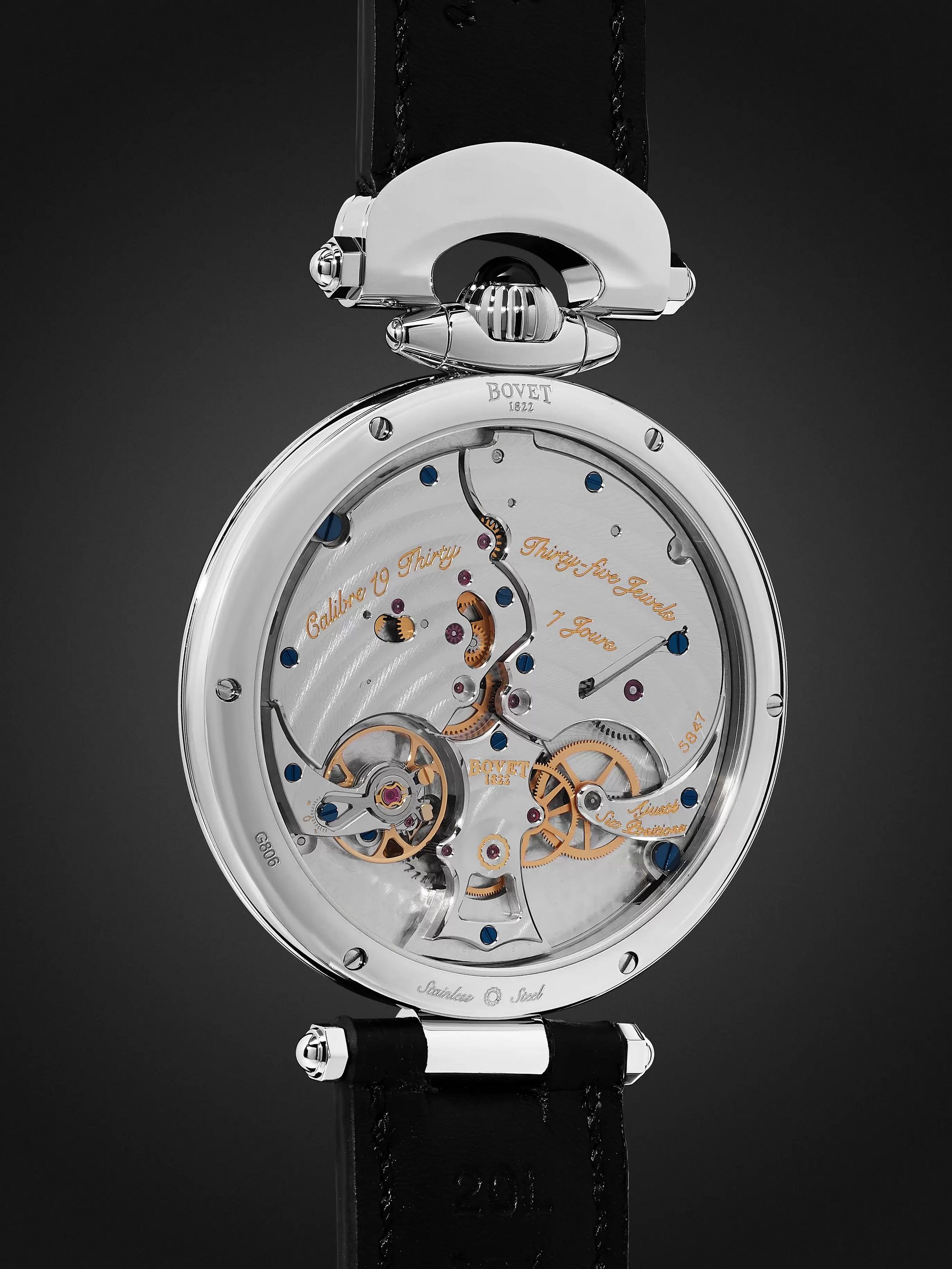 BOVET 19Thirty Fleurier Hand-Wound 42mm Stainless Steel and Leather Watch, Ref. No. NTR0029