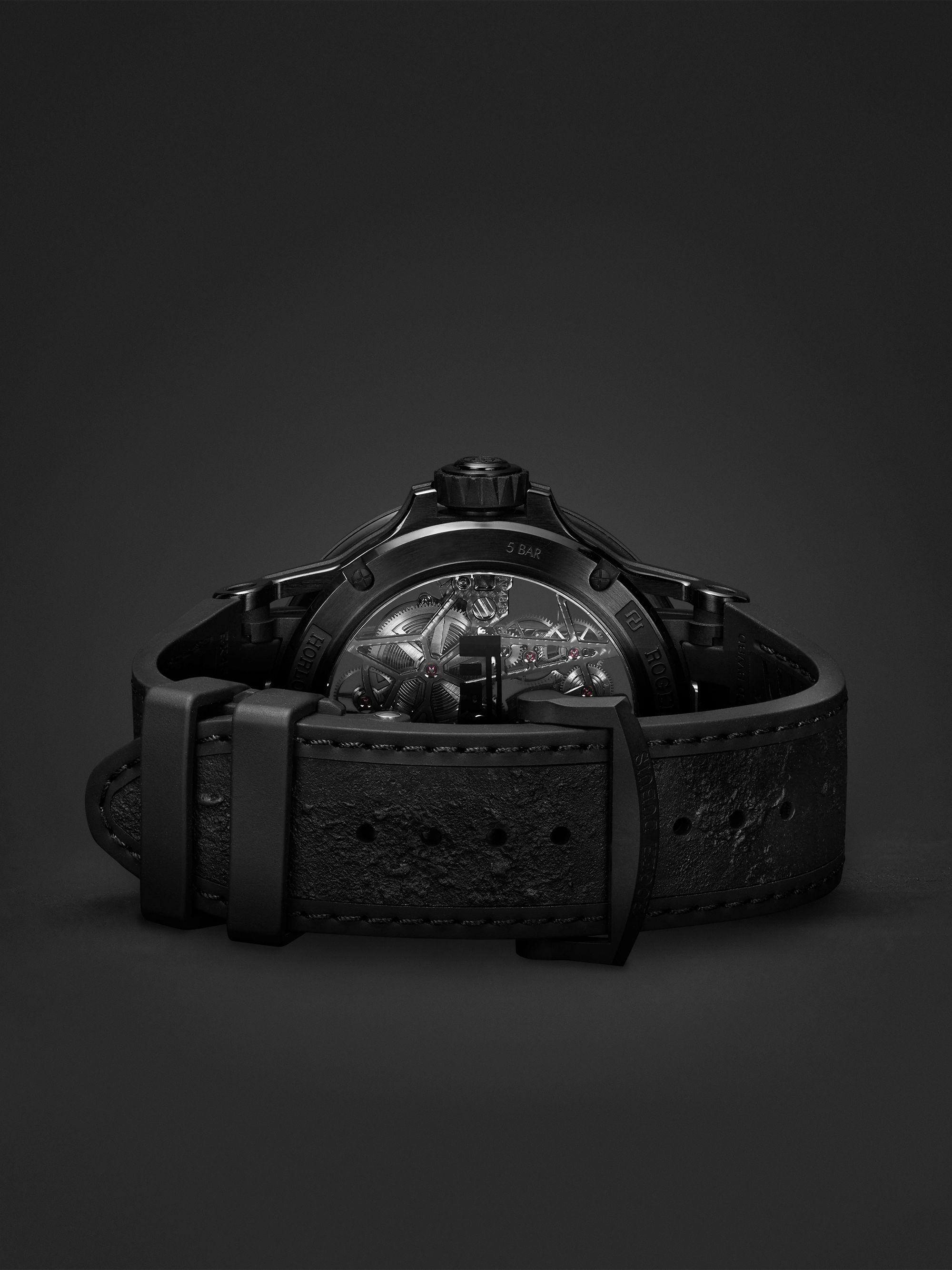 ROGER DUBUIS Excalibur Spider Pirelli Automatic Skeleton 45mm Black DLC-Coated Titanium and Rubber Watch, Ref. No. RDDBEX0826