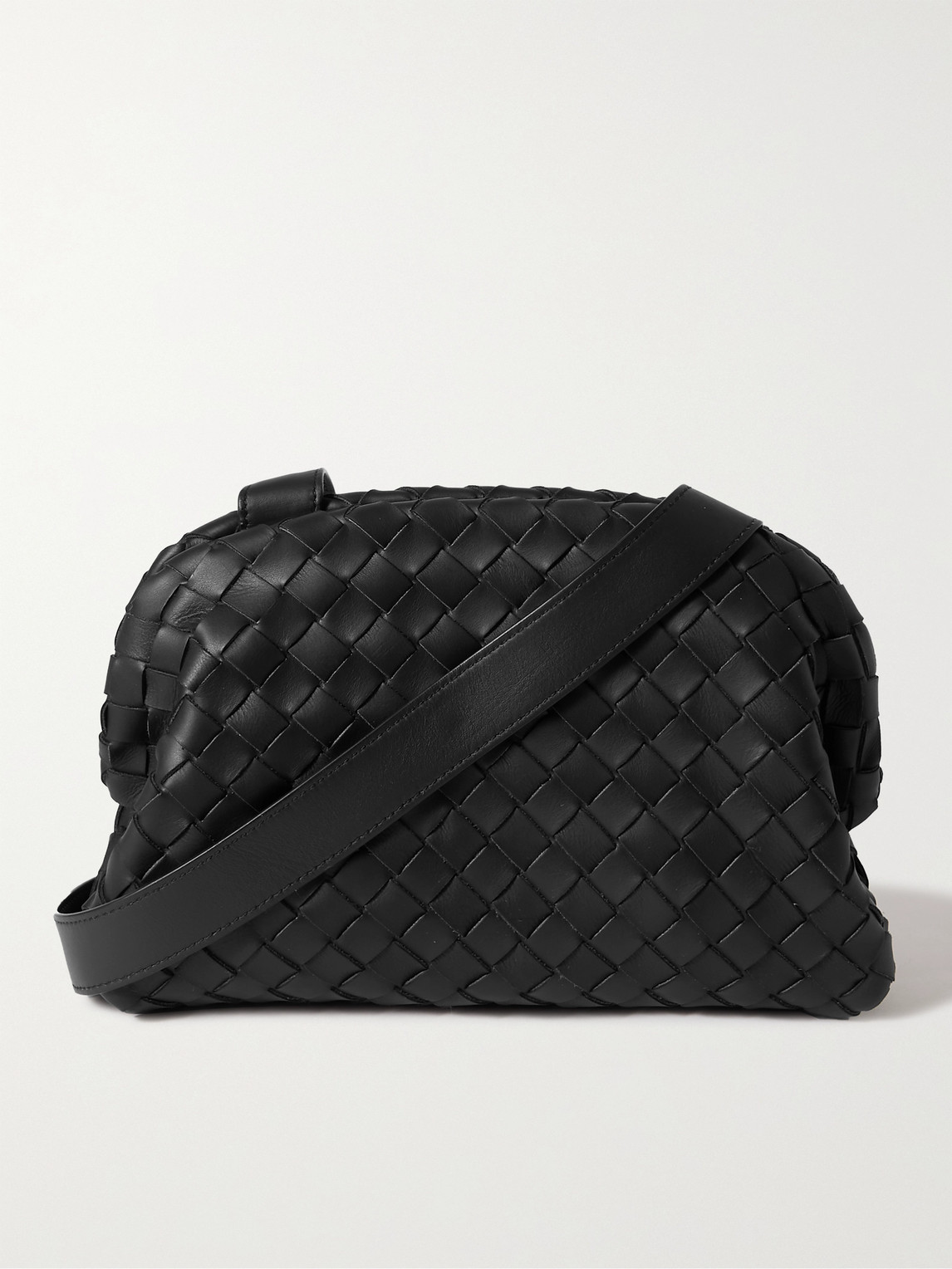 Bottega Veneta Hidrology Intrecciato Leather Messenger Bag In Black