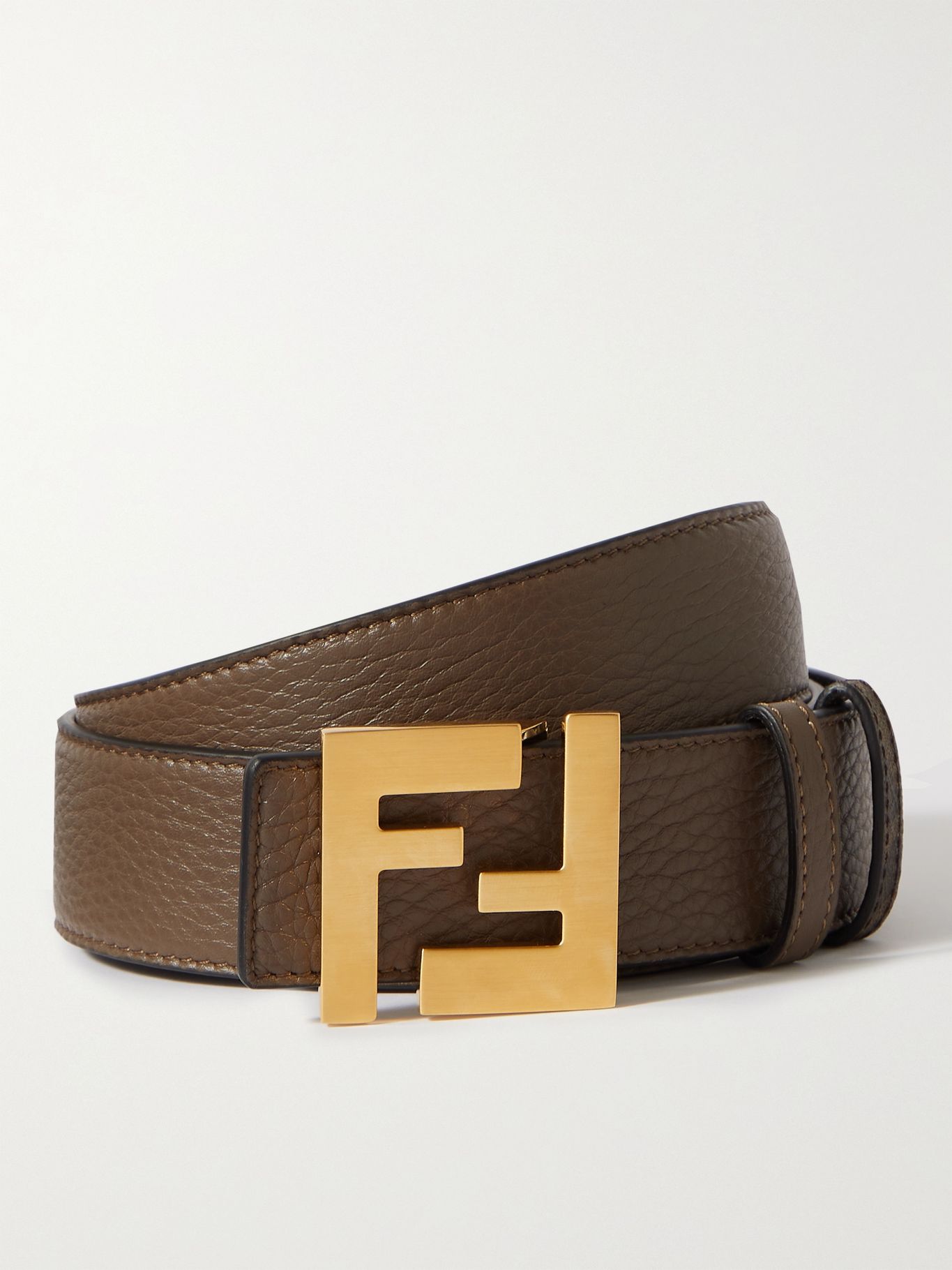 Fendi Reversible Logo-print Leather Belt In Brown