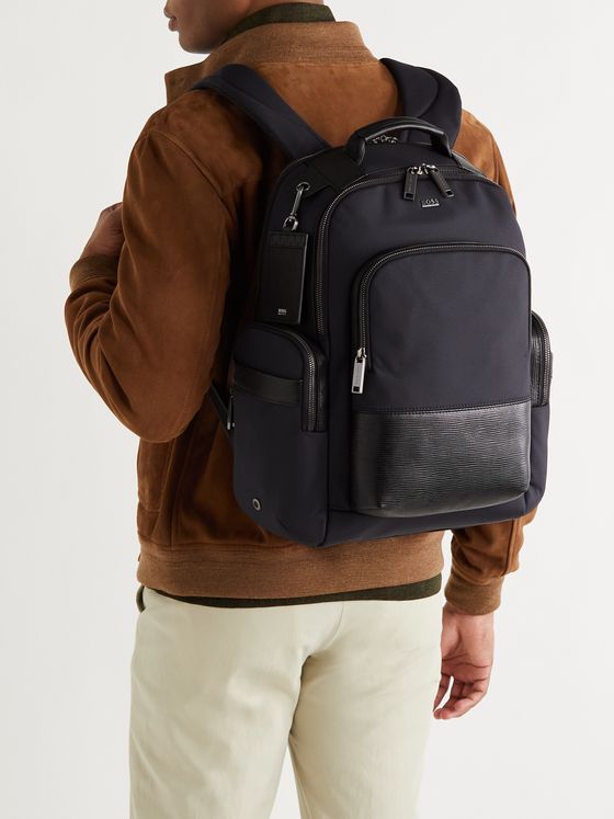 hugo boss backpack leather