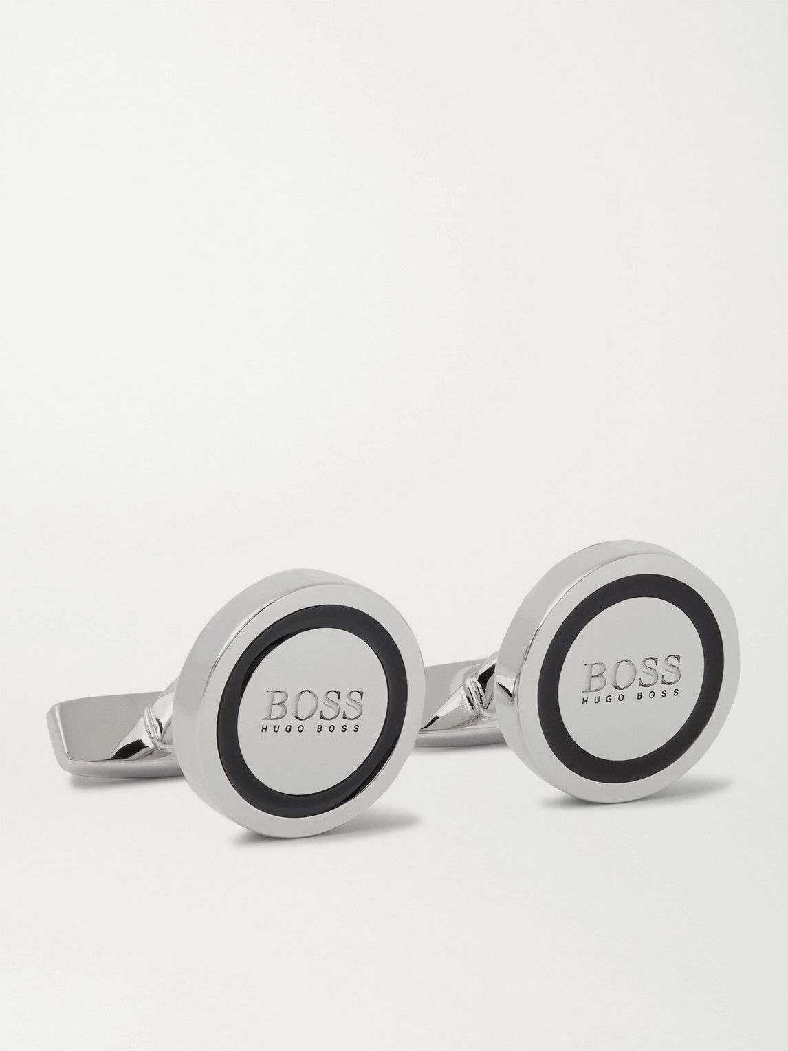 Hugo Boss Silver-tone And Enamel Cufflinks