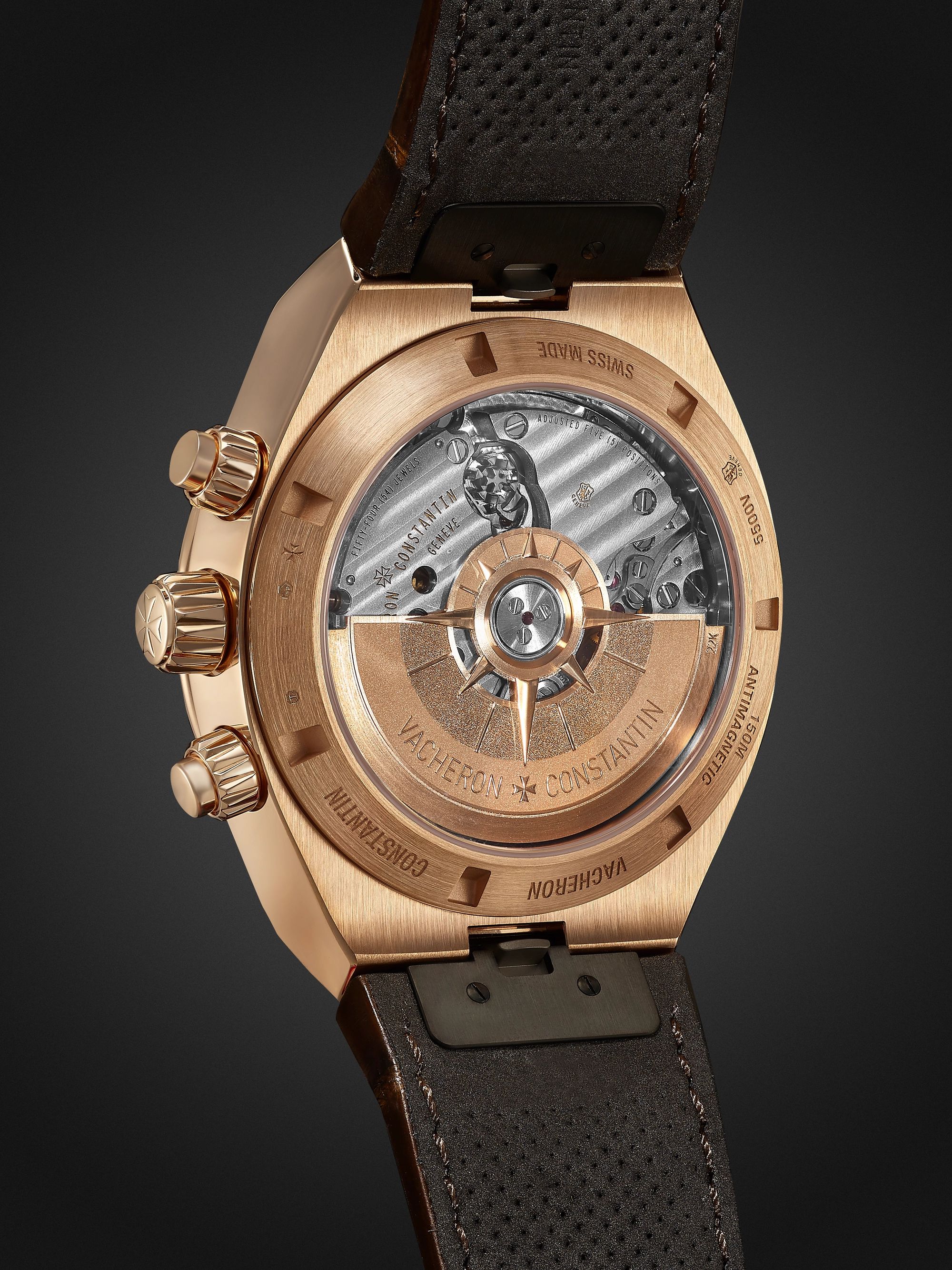 VACHERON CONSTANTIN Overseas Automatic Chronograph 42.5mm 18-Karat Pink Gold and Alligator Watch, Ref. No. 5500V/000R-B074