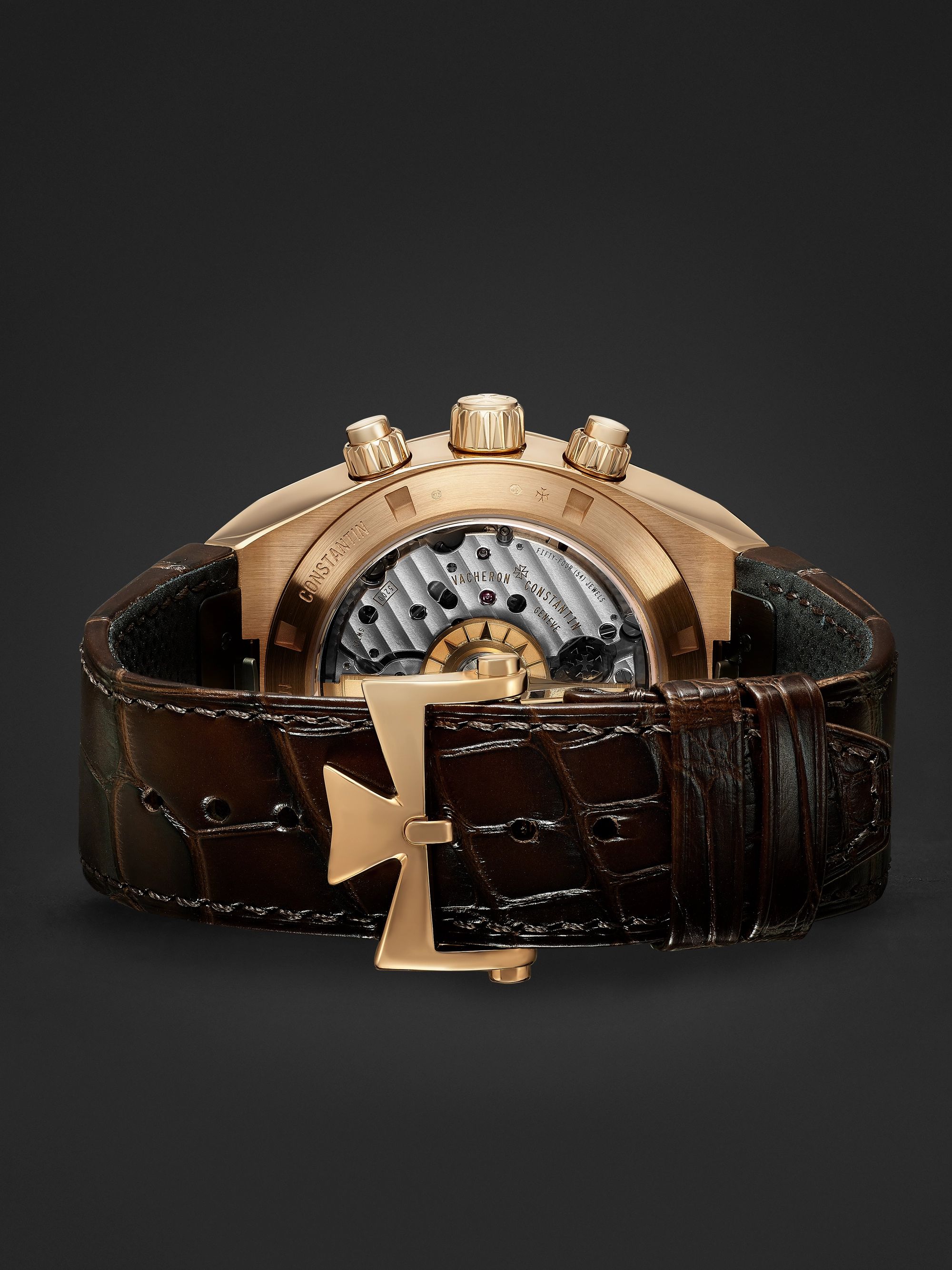 VACHERON CONSTANTIN Overseas Automatic Chronograph 42.5mm 18-Karat Pink Gold and Alligator Watch, Ref. No. 5500V/000R-B074