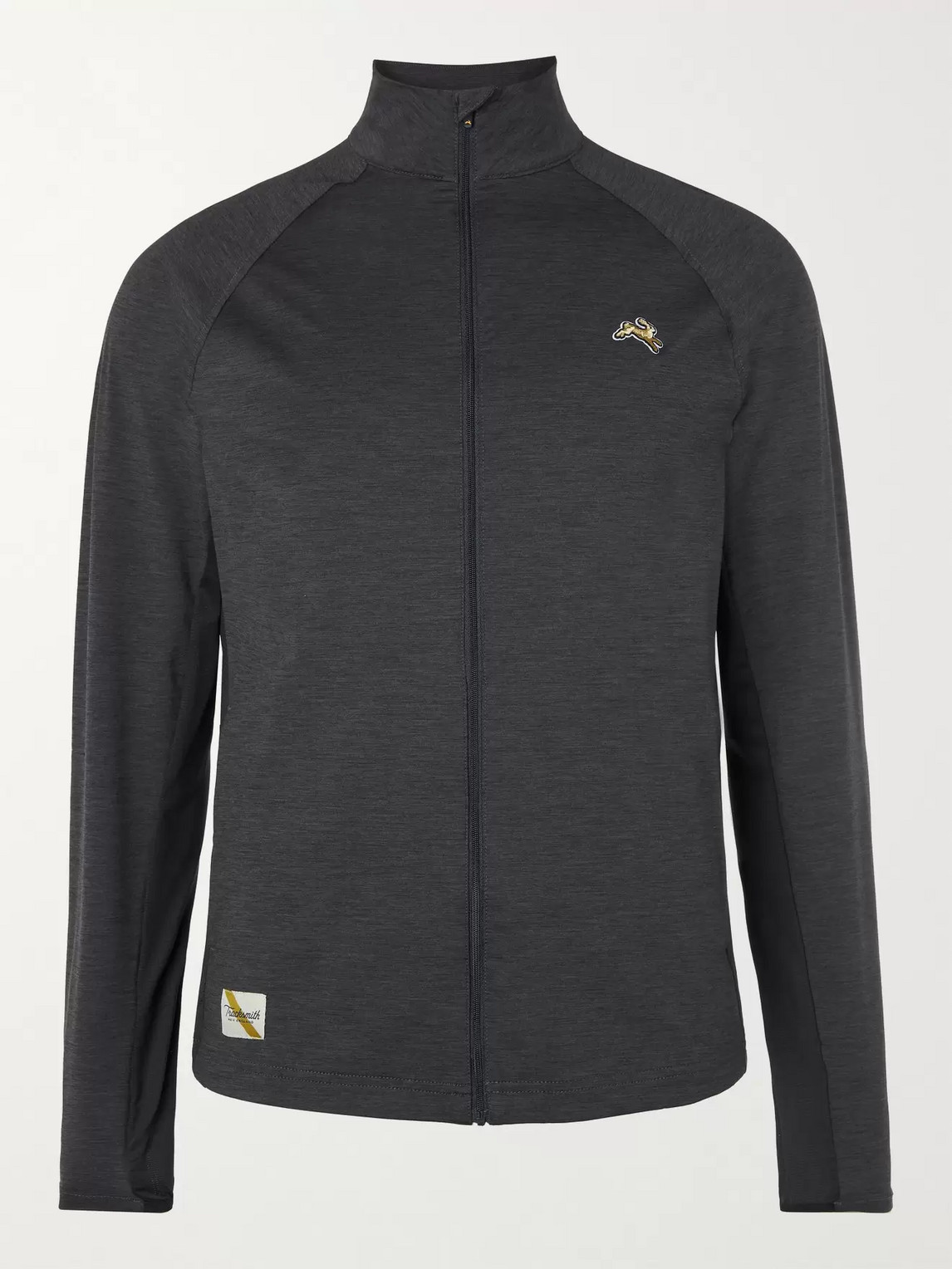 Tracksmith Session Slim-fit Mesh-panelled Stretch-jersey Jacket In Gray