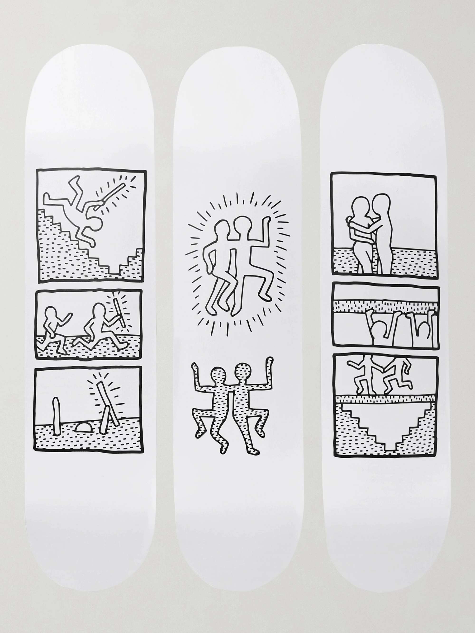 THE SKATEROOM + Keith Haring Set of Four Printed Wooden Skateboards