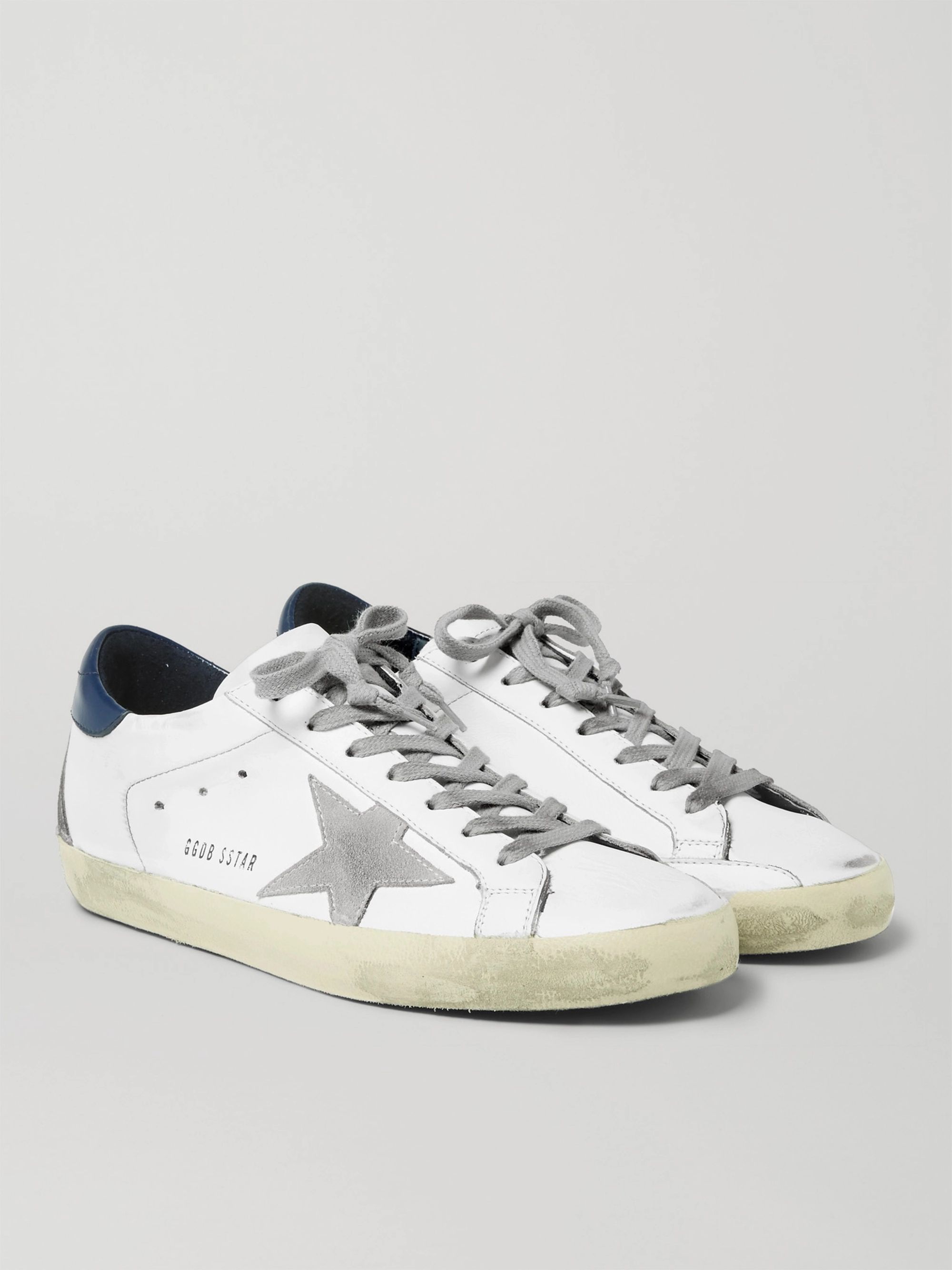 White Superstar Distressed Suede and 