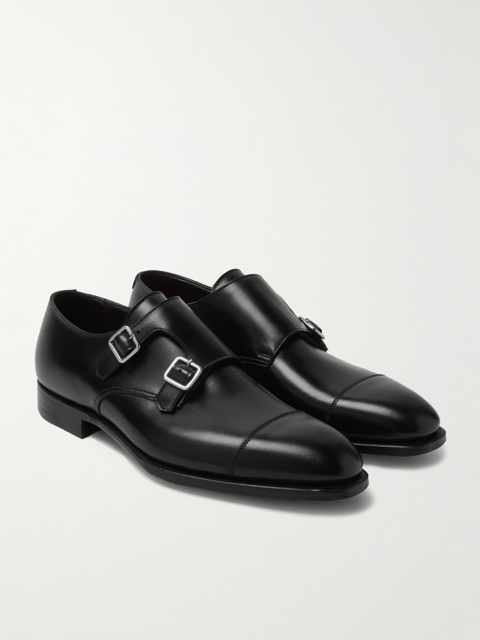 Thomas Cap-Toe Leather Monk-Strap Shoes 