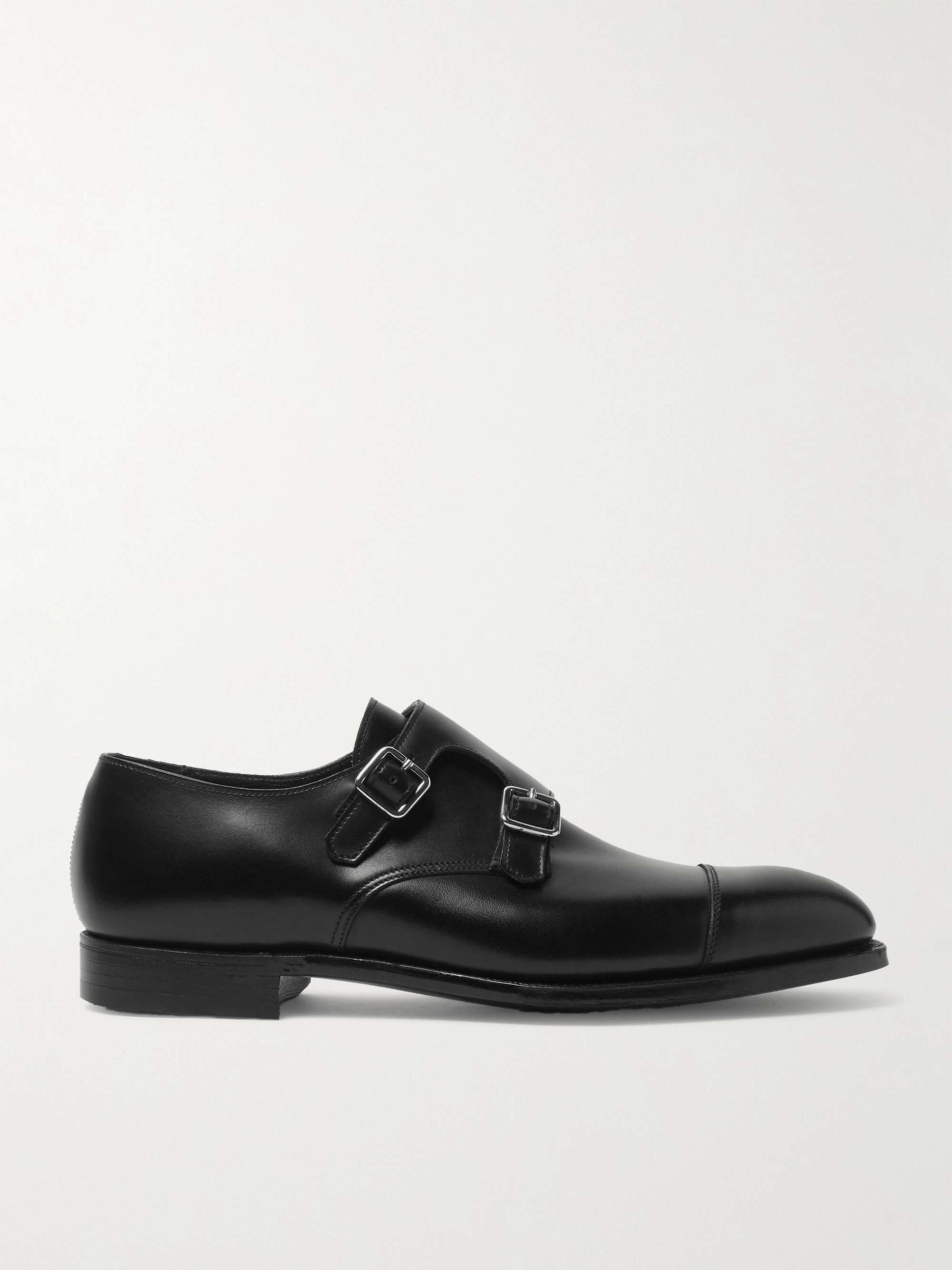 Mens Shoes Slip-on shoes Monk shoes George Cleverley Thomas Cap-toe Leather Monk-strap Shoes in Black for Men 