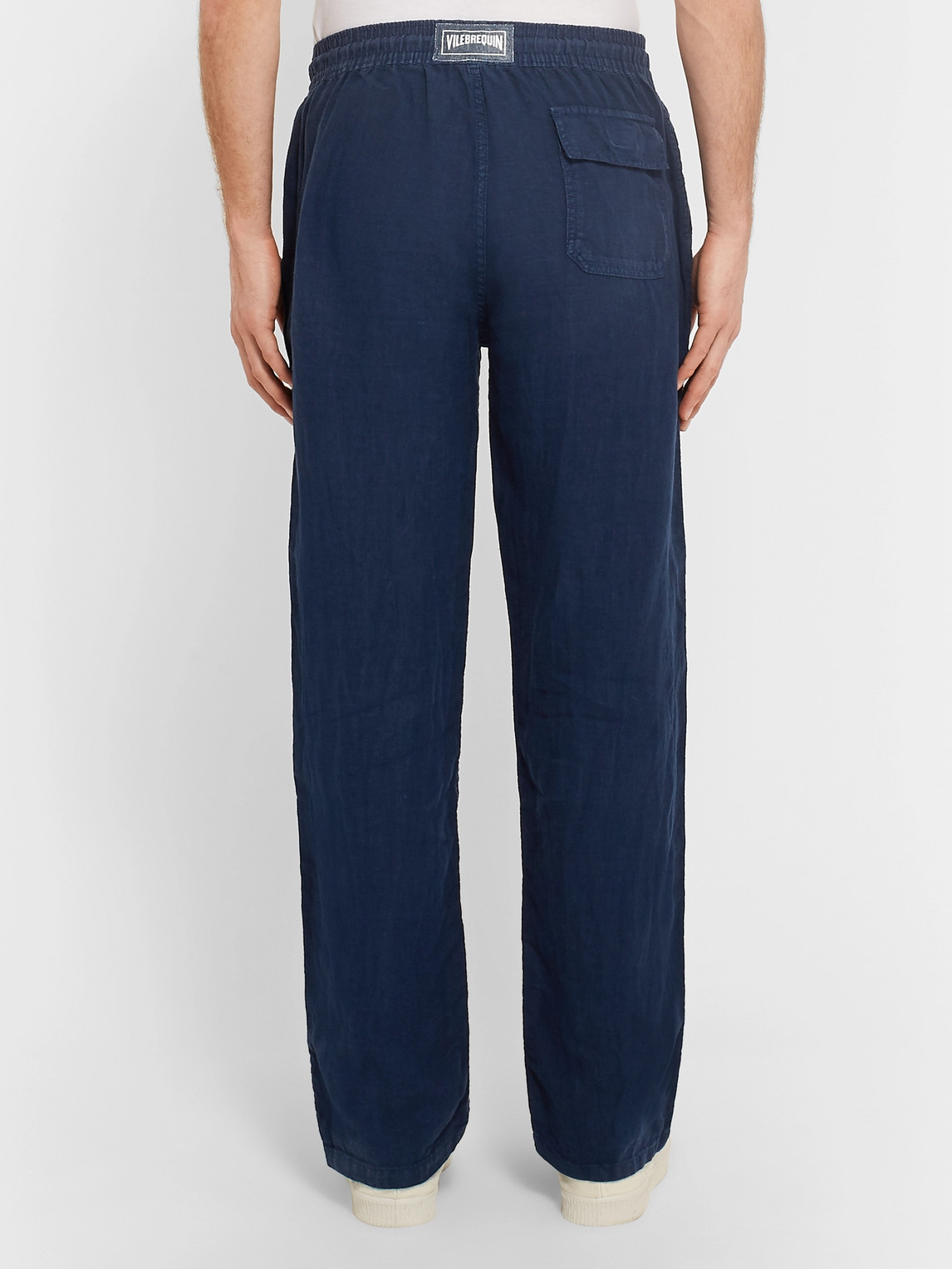 Shop Vilebrequin Pacha Wide-leg Linen Drawstring Trousers In Blue
