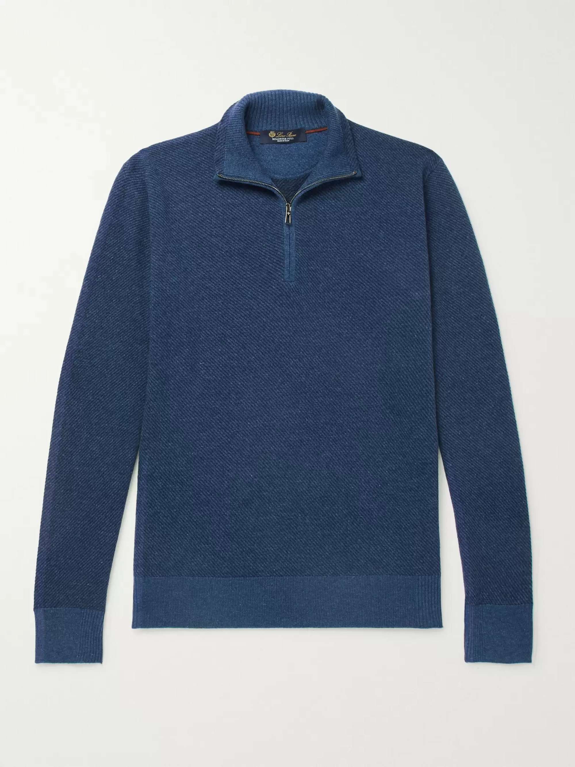 Mens Clothing Sweaters and knitwear Zipped sweaters Loro Piana Roadster Cashmere Half-zip Sweater in Blue for Men 