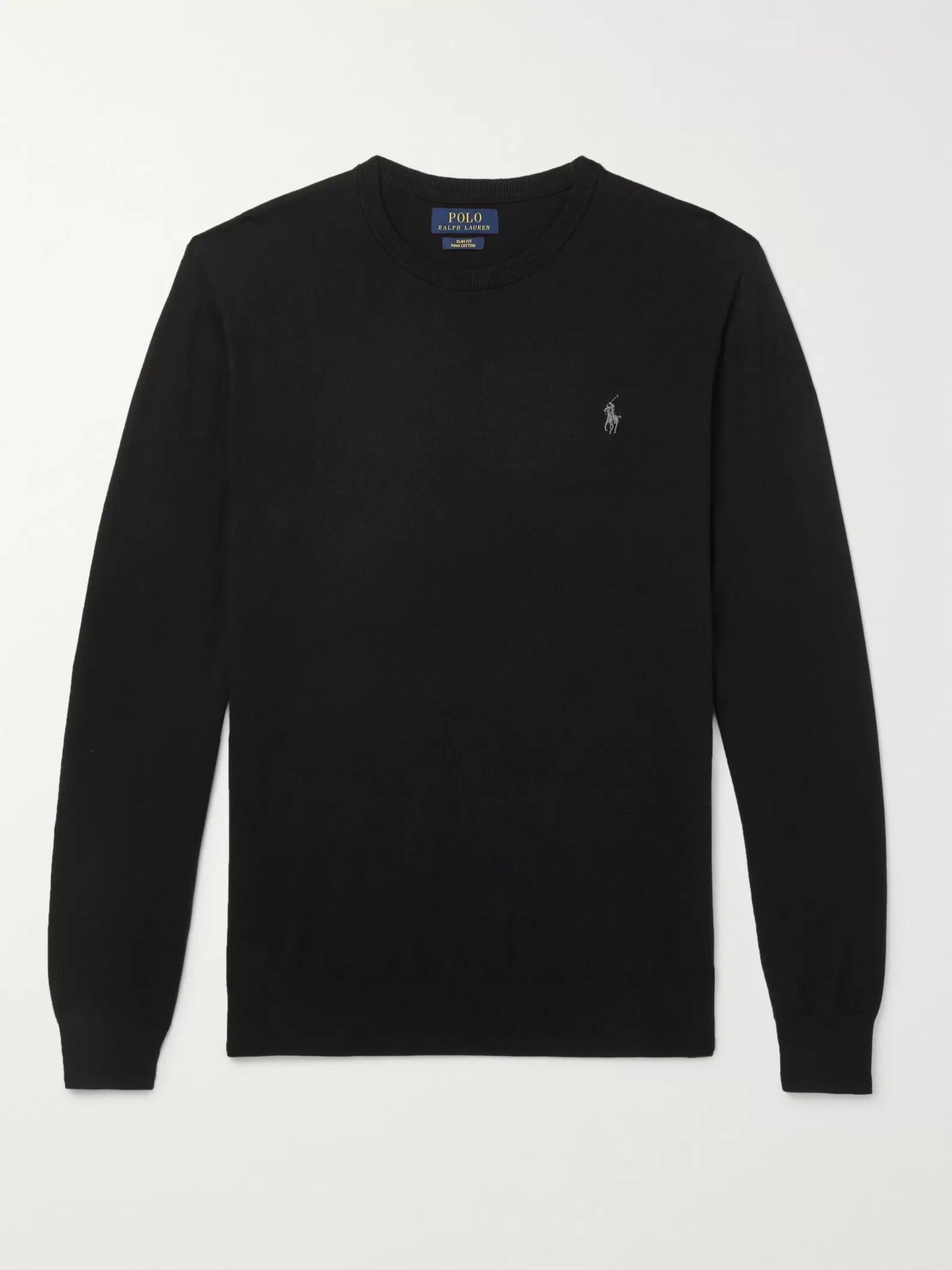 Black Slim-Fit Pima Cotton Sweater 