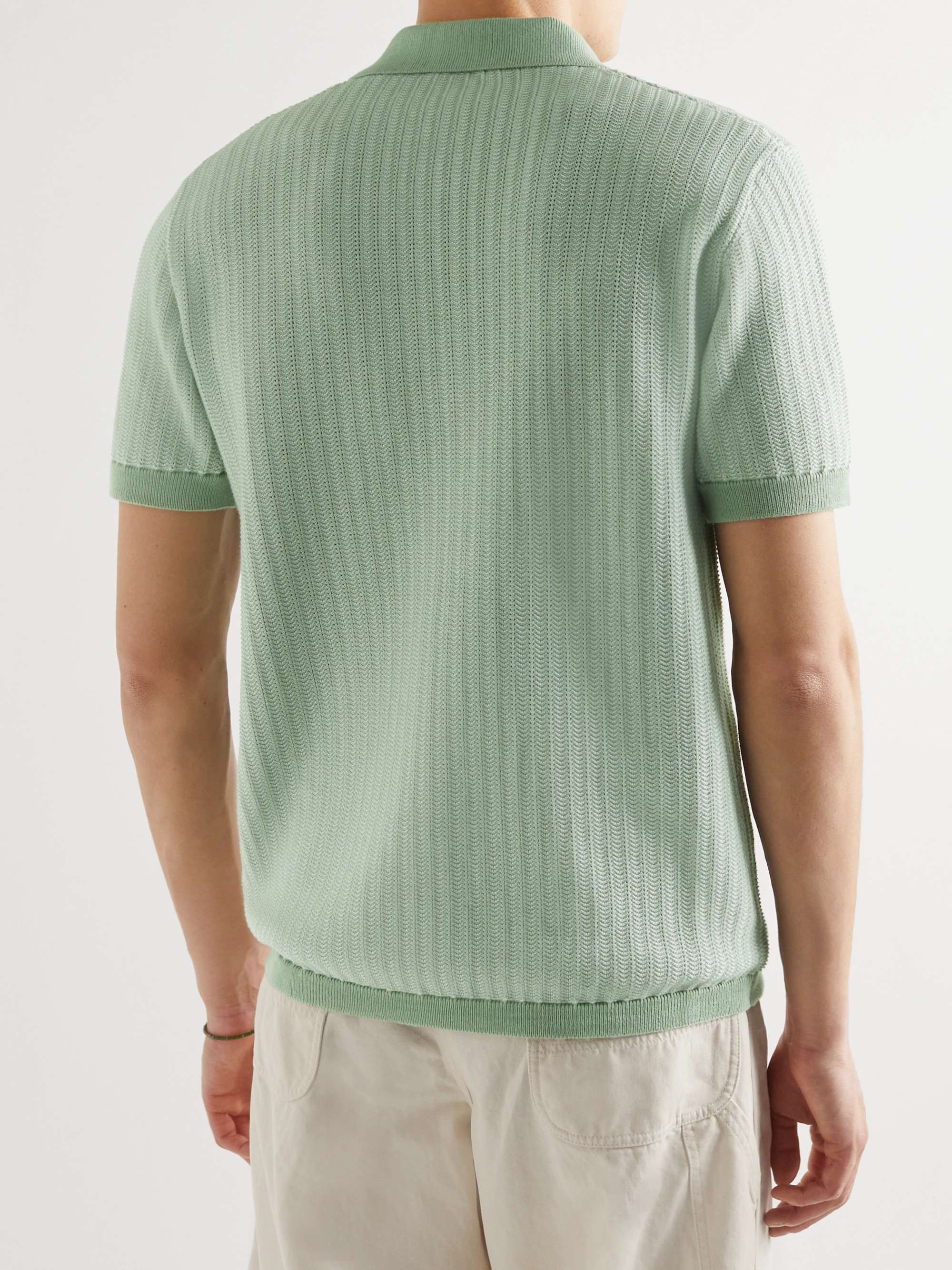 MR P. Crochet-Knit Cotton and Silk-Blend Polo Shirt