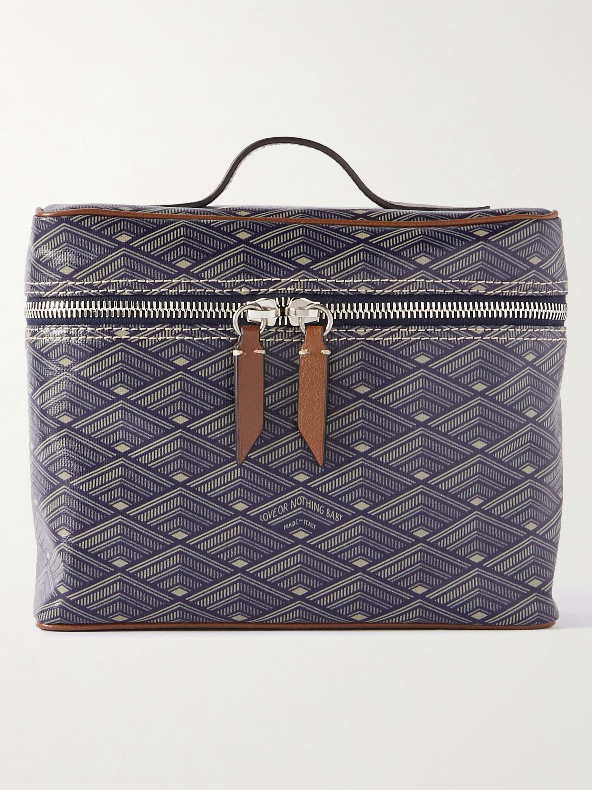 MÉTIER Many Days Leather-Trimmed Printed Canvas Wash Bag