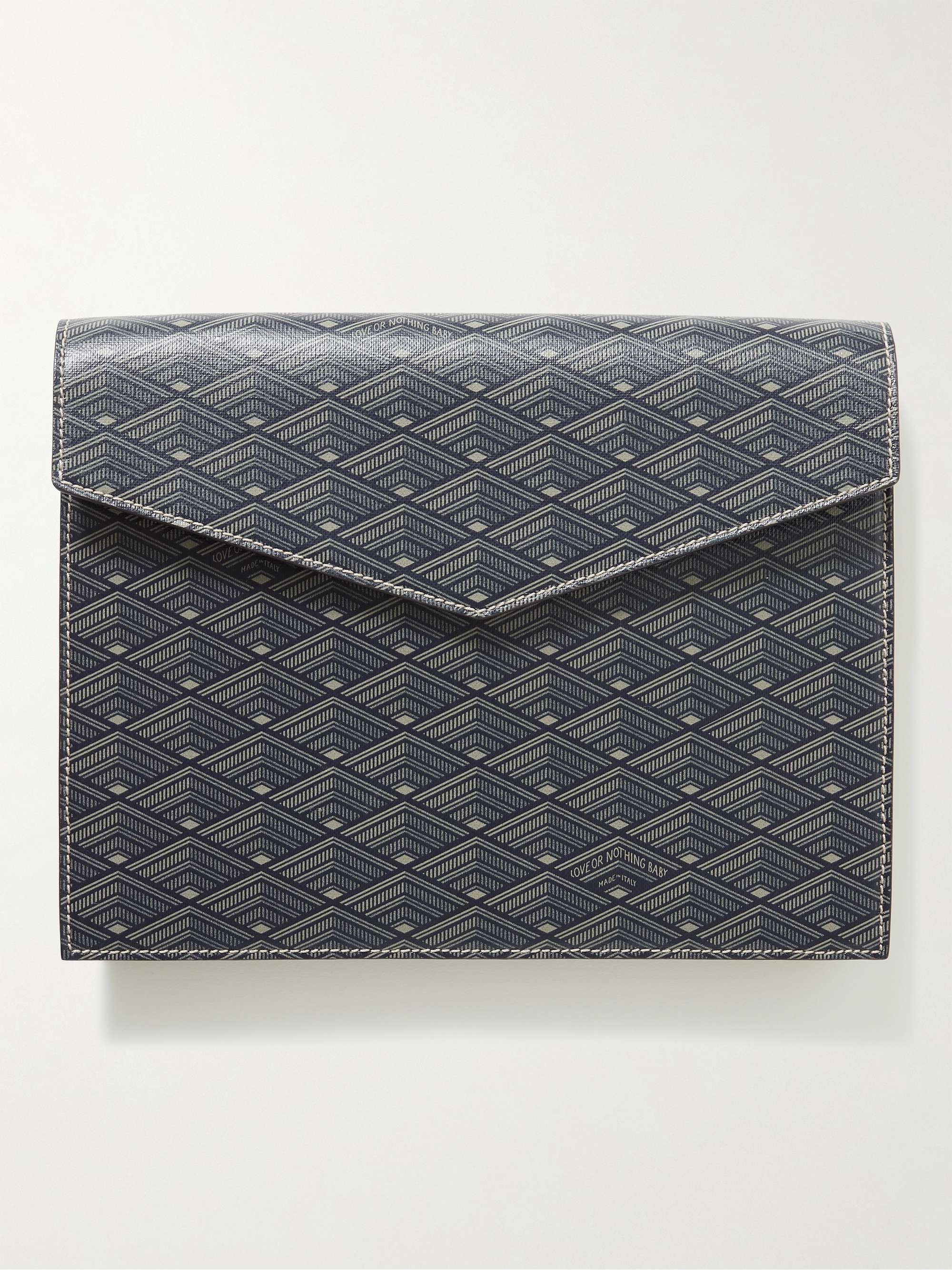 MÉTIER Leather-Trimmed Printed Canvas iPad Case