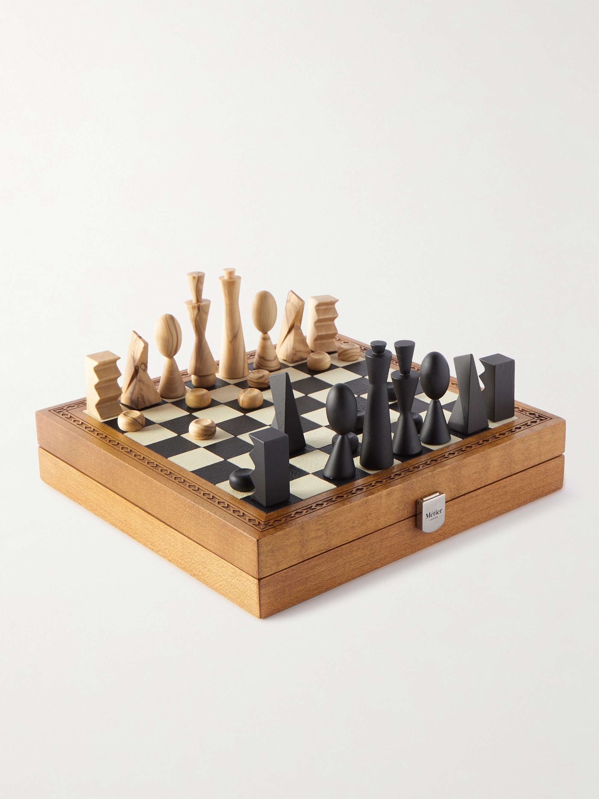 MÉTIER Portable Leather and Wood Chess Set