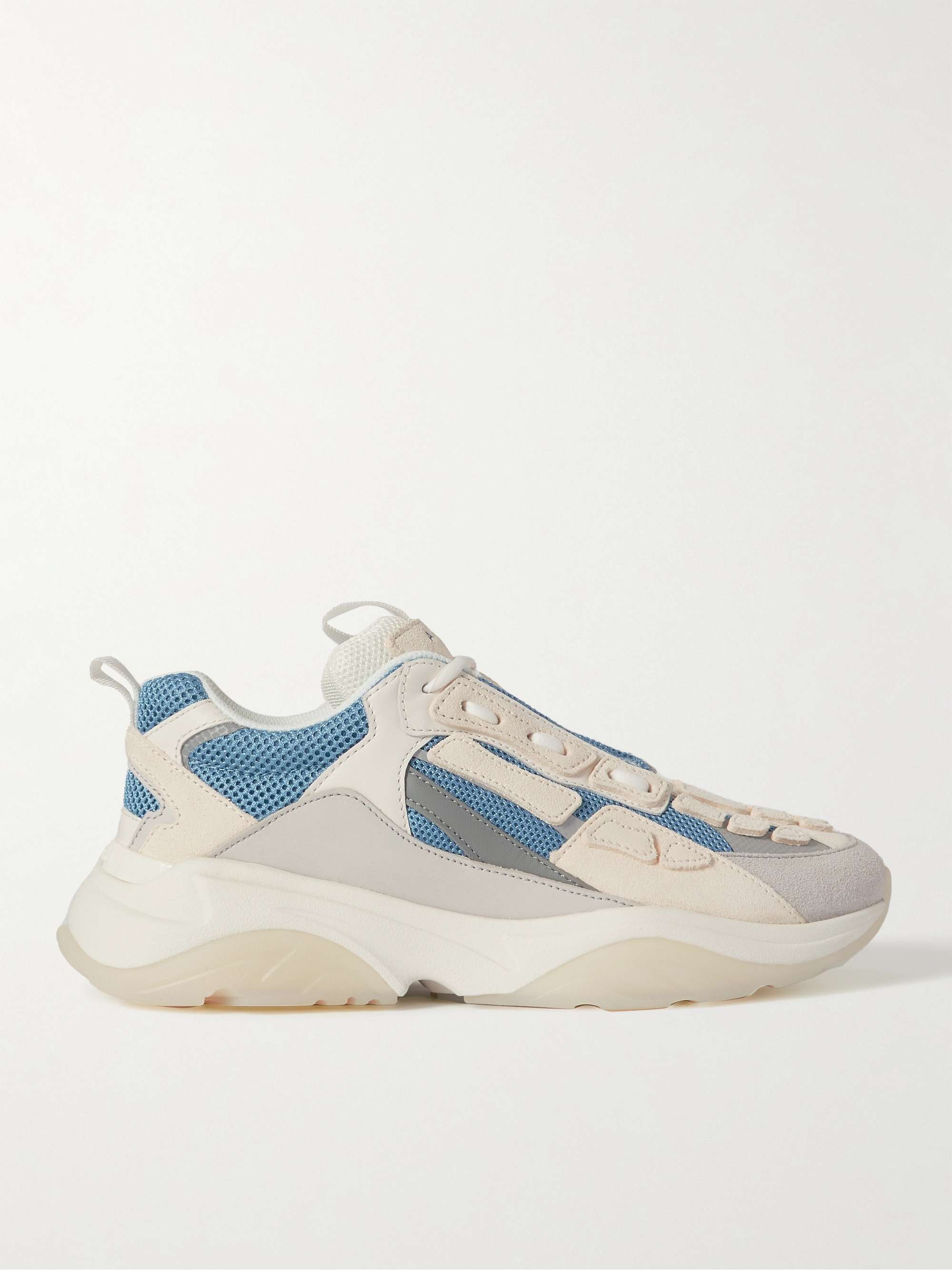 AMIRI Bone Runner Leather and Suede-Trimmed Mesh Sneakers
