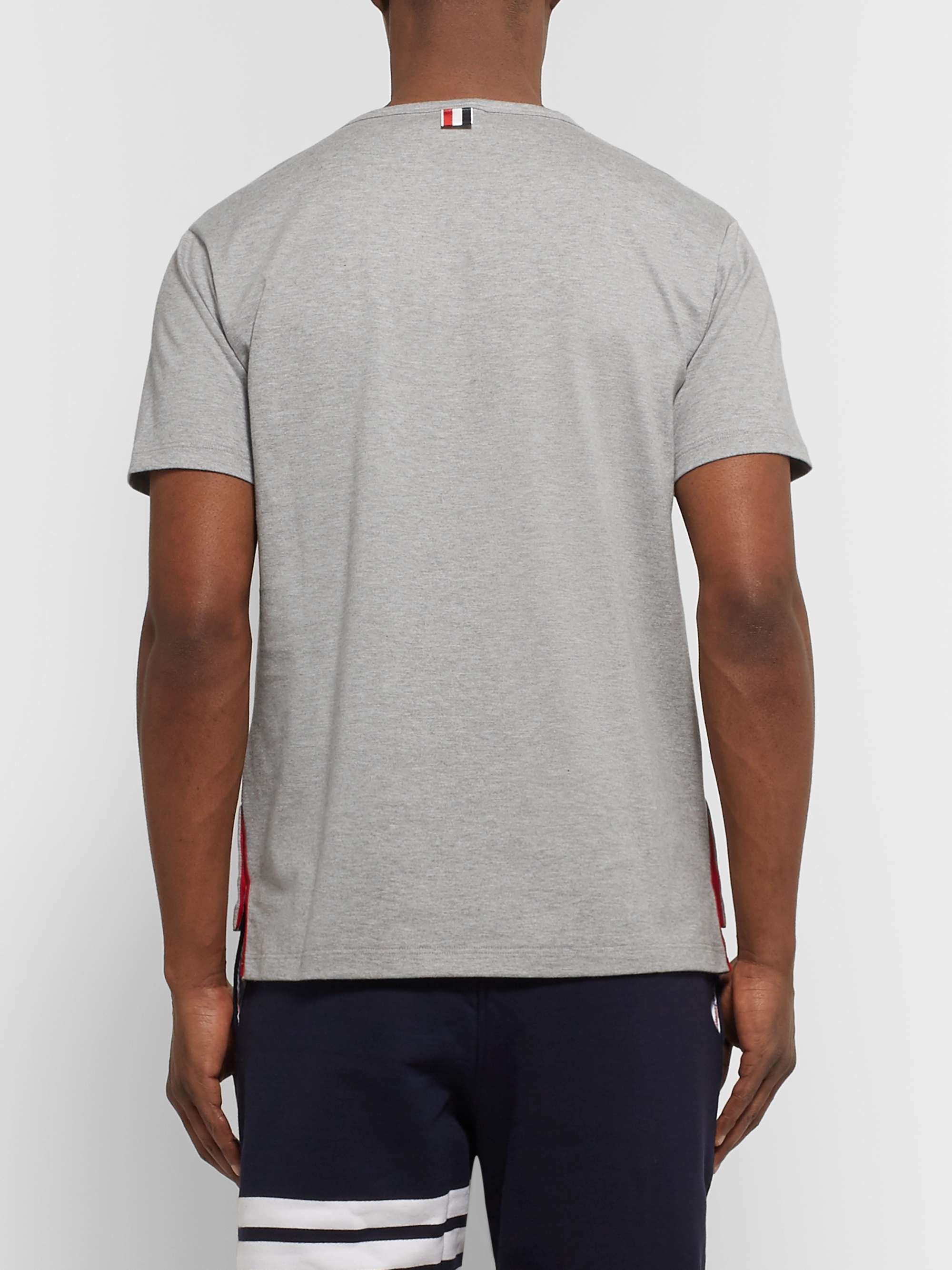 THOM BROWNE Slim-Fit Grosgrain-Trimmed Cotton-Jersey T-Shirt