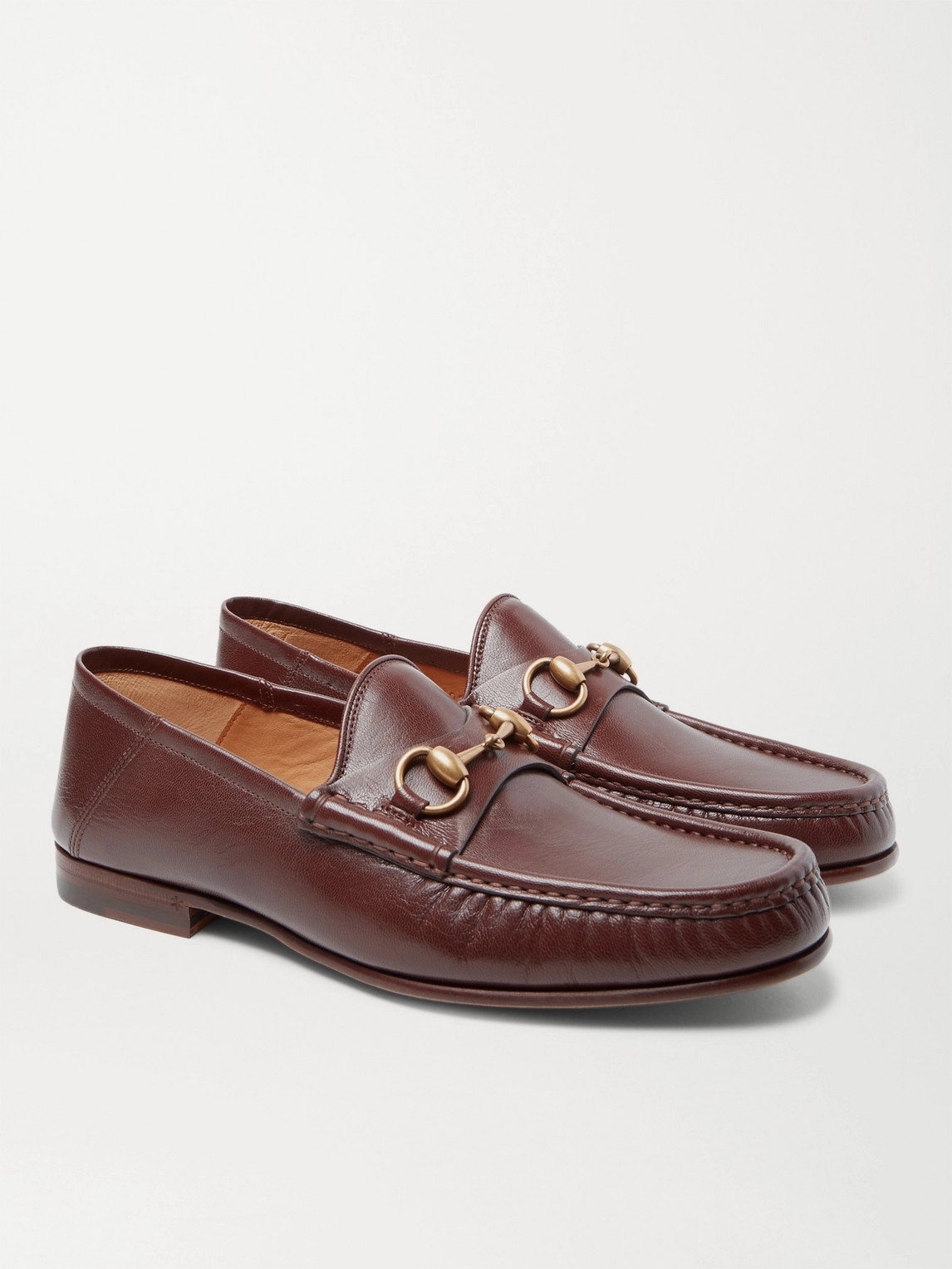 GUCCI EASY ROOS HORSEBIT COLLAPSIBLE-HEEL LEATHER LOAFERS