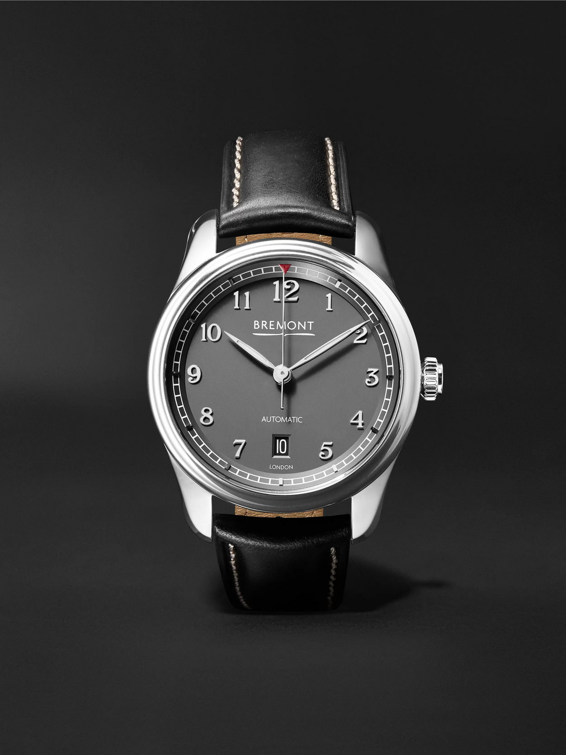 BREMONT AIRCO MACH 2 ANTHRACITE AUTOMATIC 40MM STAINLESS STEEL AND LEATHER WATCH, REF. AIRCO-M2-AN-R-S