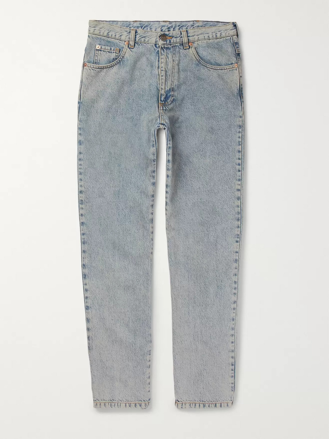 GUCCI PRINTED WASHED-DENIM JEANS
