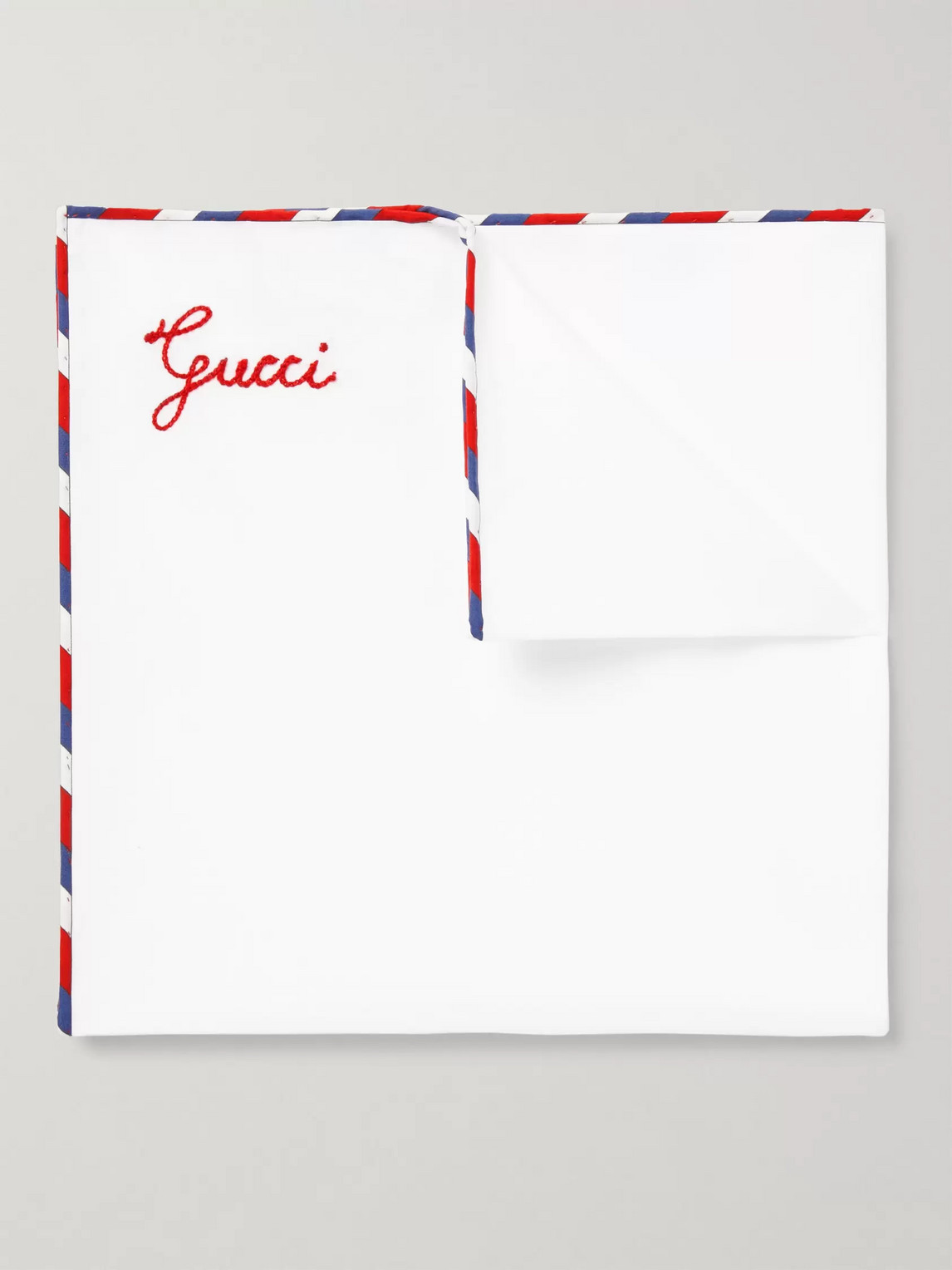 Gucci Stripe-trimmed Cotton Pocket Square In White