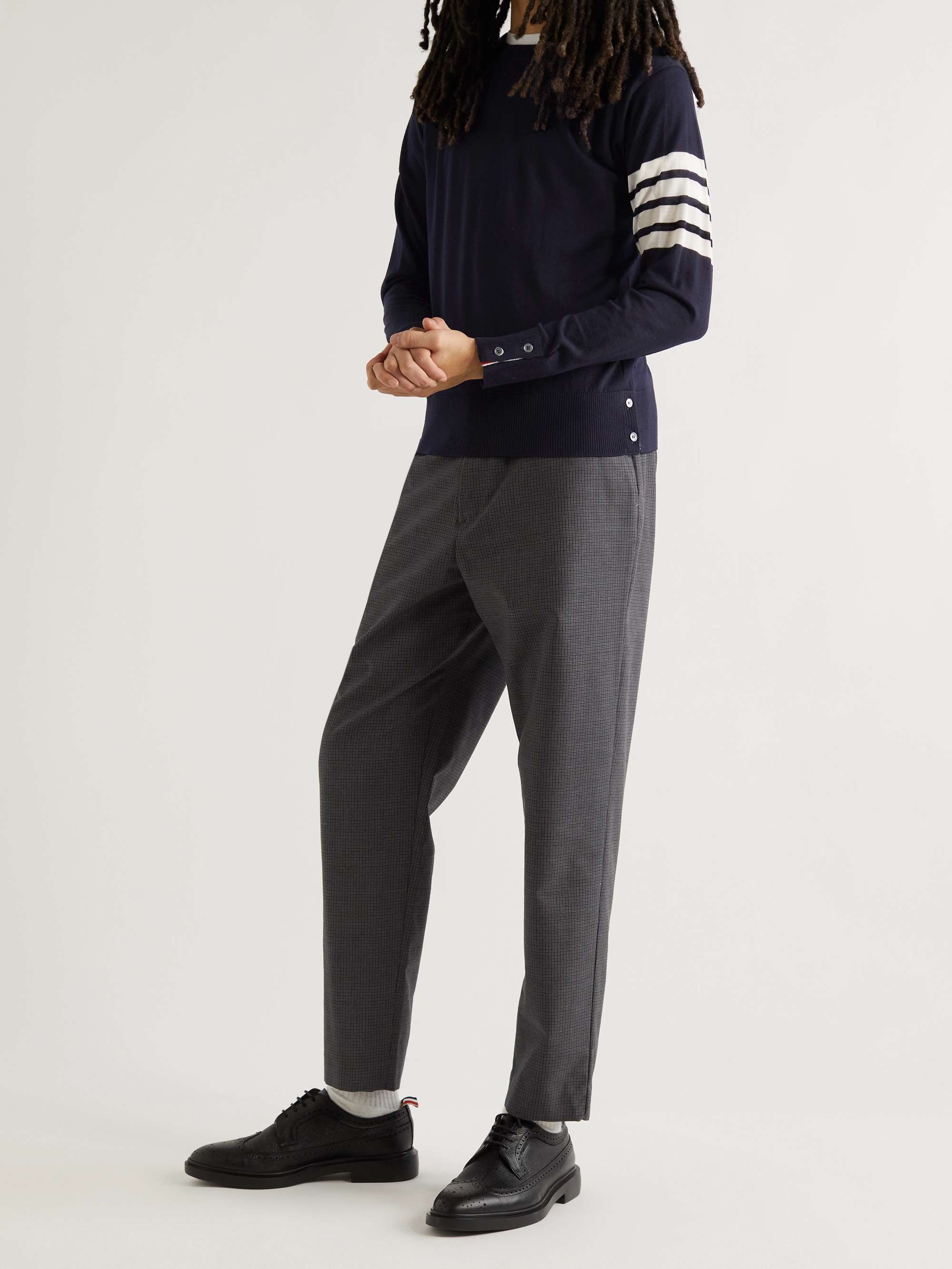 THOM BROWNE Striped Merino Wool Sweater