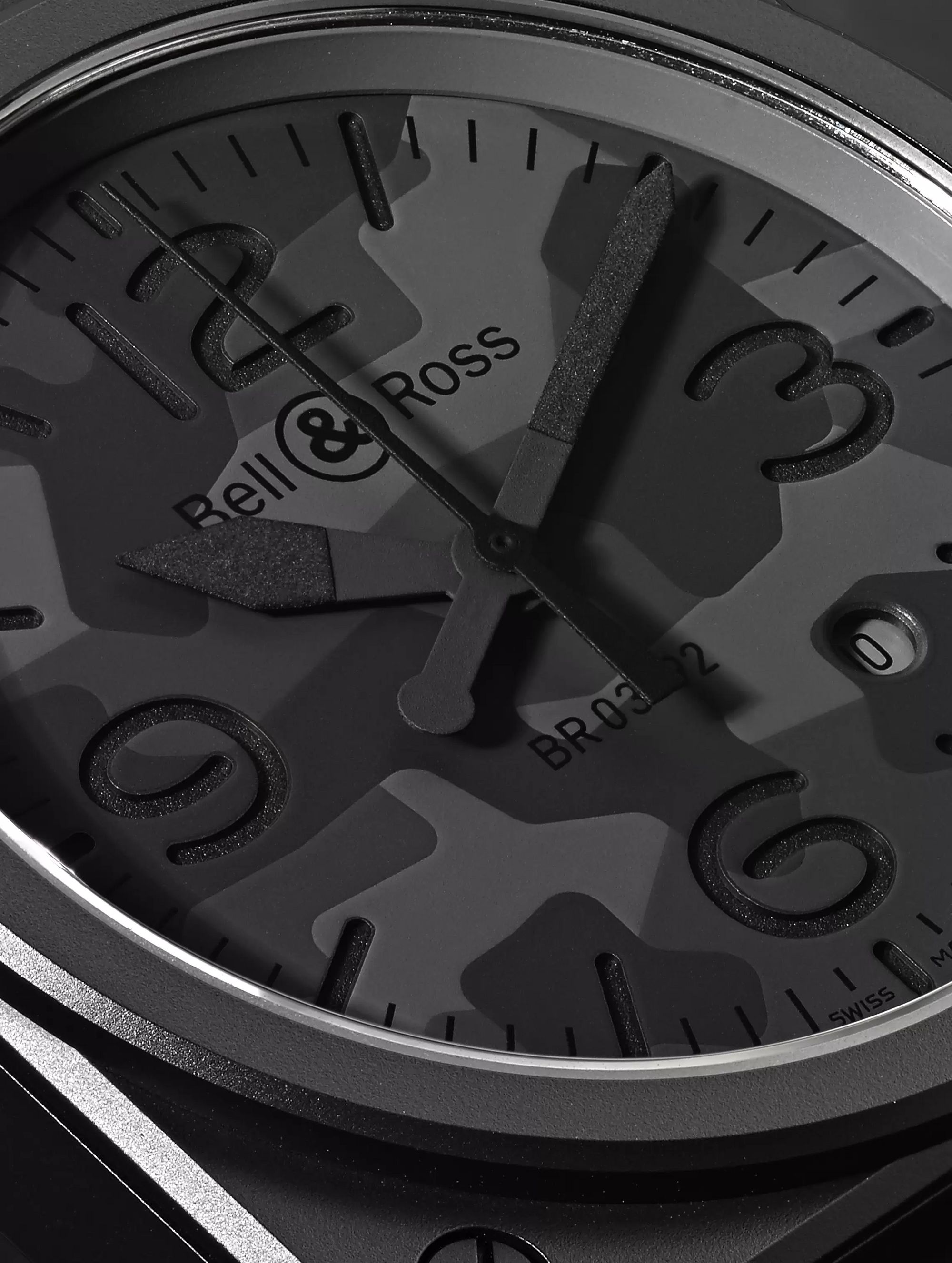 BELL & ROSS BR 03-92 Black Camo Automatic 42mm Ceramic and Rubber Watch, Ref. No. BR0392-­CAMO-­CE/SRB