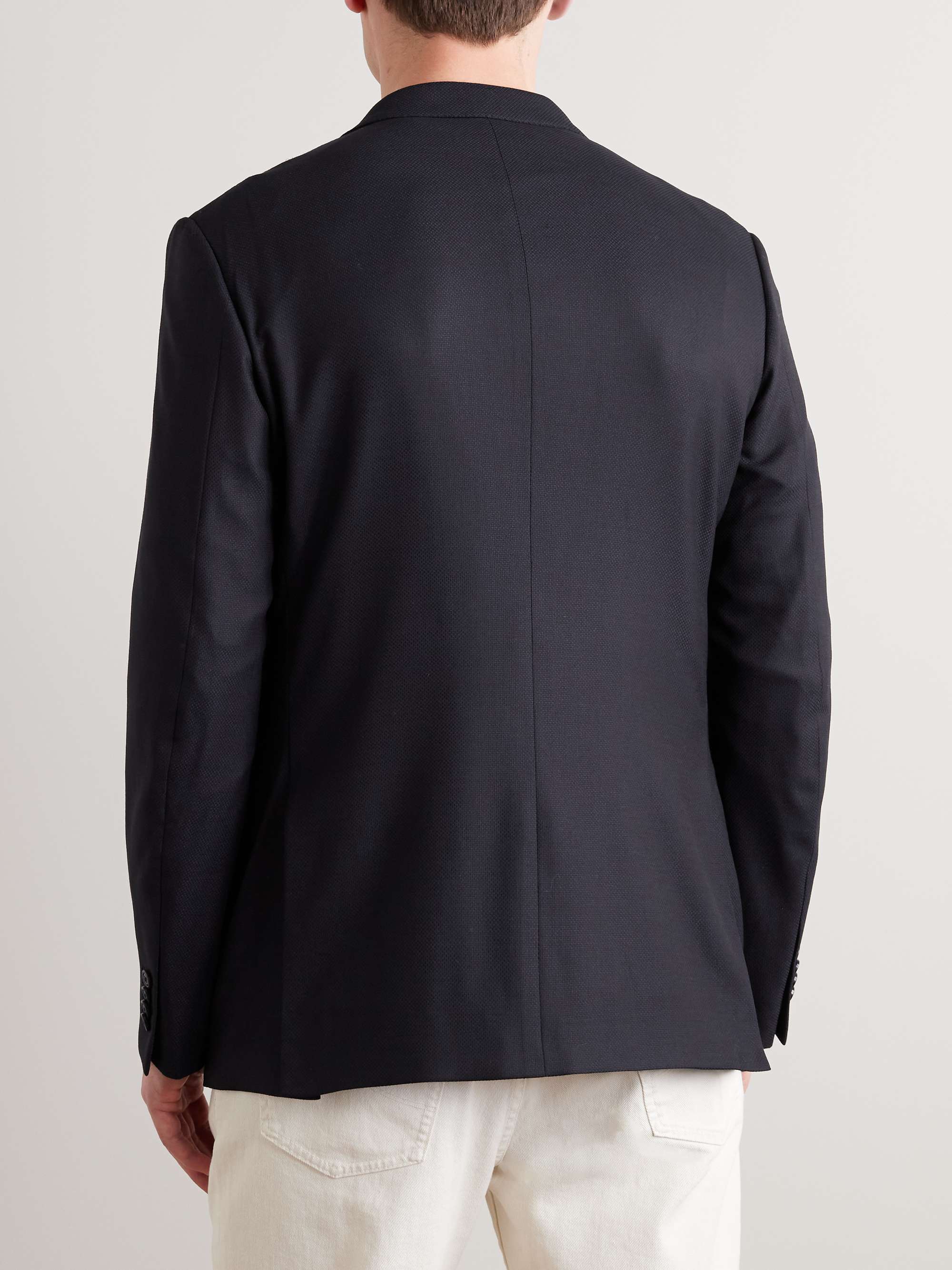 ERMENEGILDO ZEGNA Navy 10-Pocket Stretch Wool and Silk-Blend Blazer