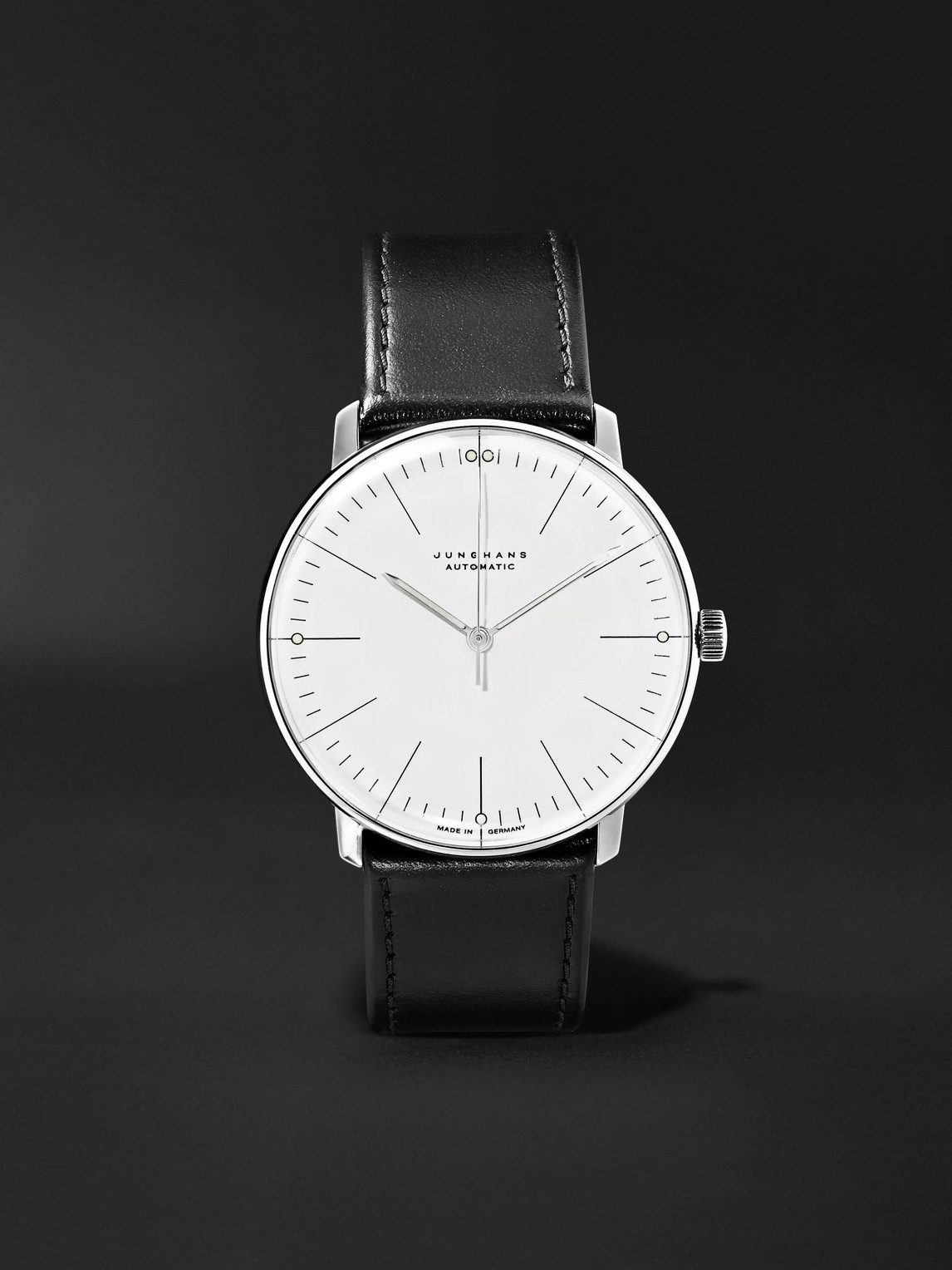 Junghans Max Bill Automatic 38mm Stainless Steel And Leather Watch, Ref. No. 027/3501.00 In White