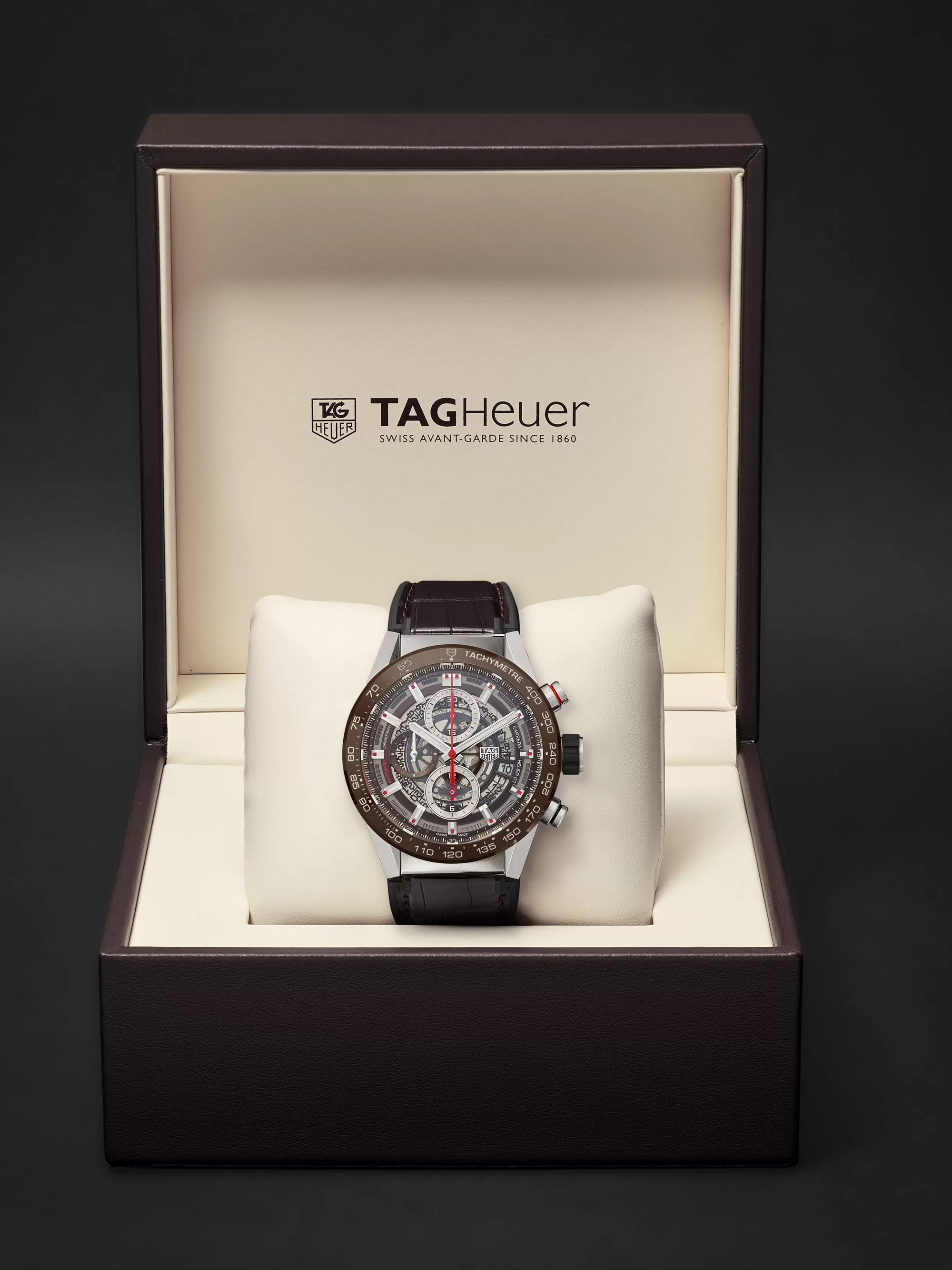 TAG Heuer Carrera Automatic Chronograph 43mm Stainless Steel, Ceramic and Alligator Watch, Ref. No. CAR201U.FC6405