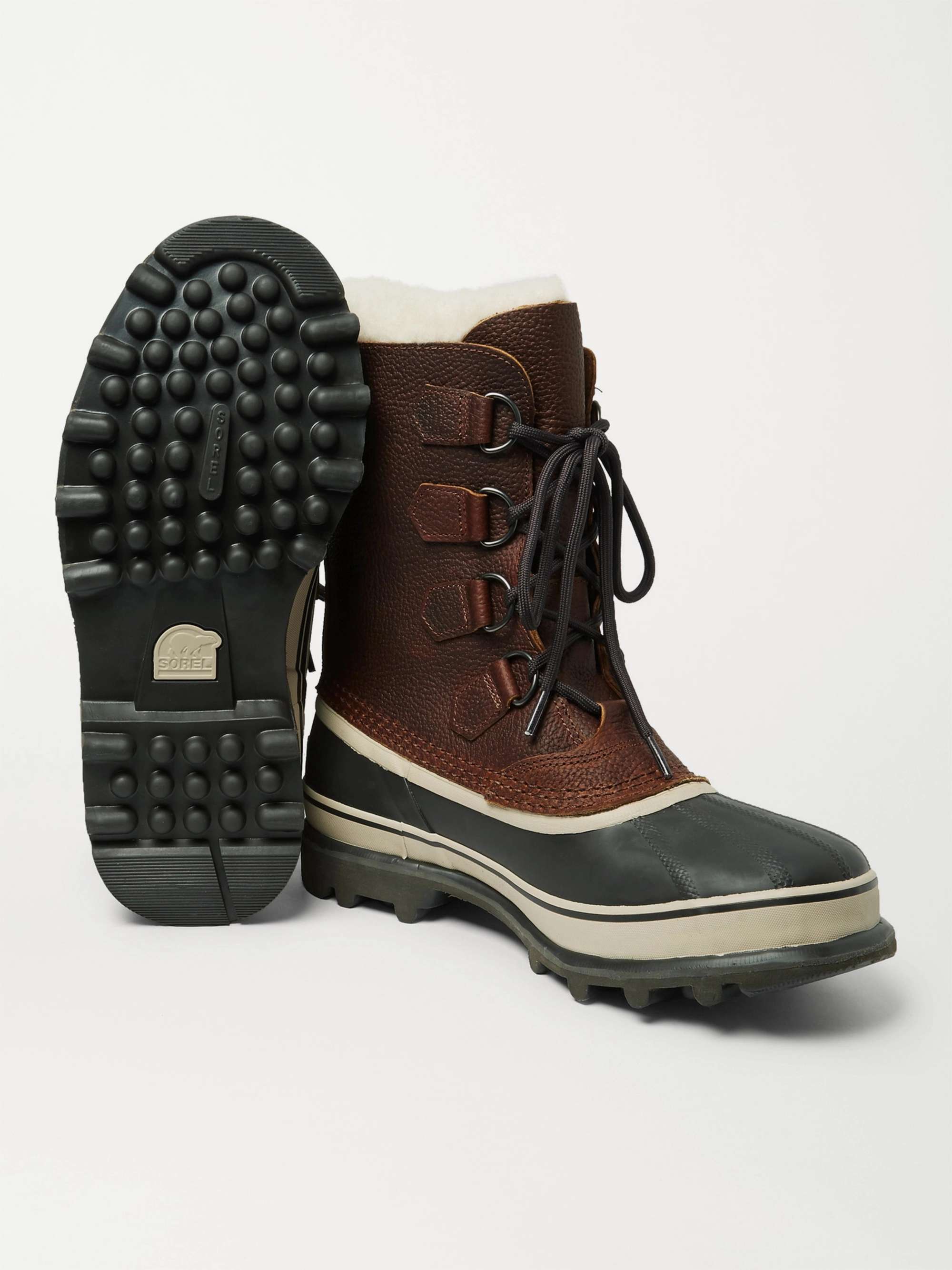 SOREL Caribou Faux Shearling-Trimmed Waterproof Nubuck and Rubber Snow Boots