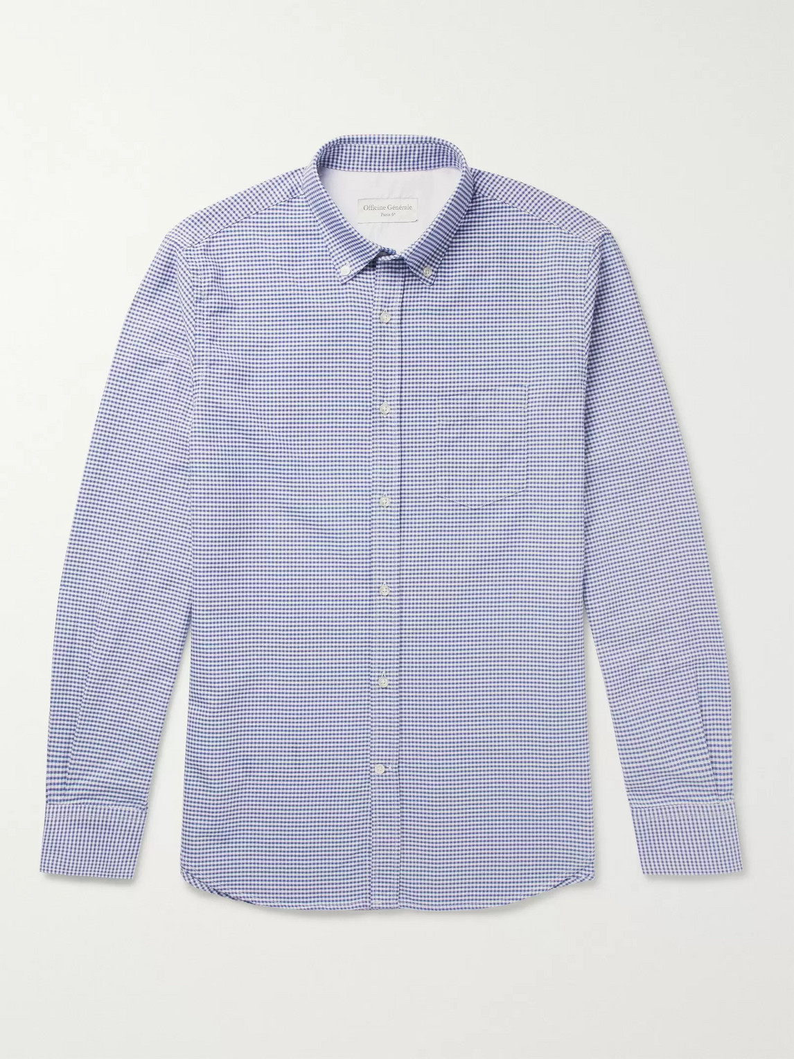 Officine Generale Antime Button-down Gingham Cotton Oxford Shirt In Blue